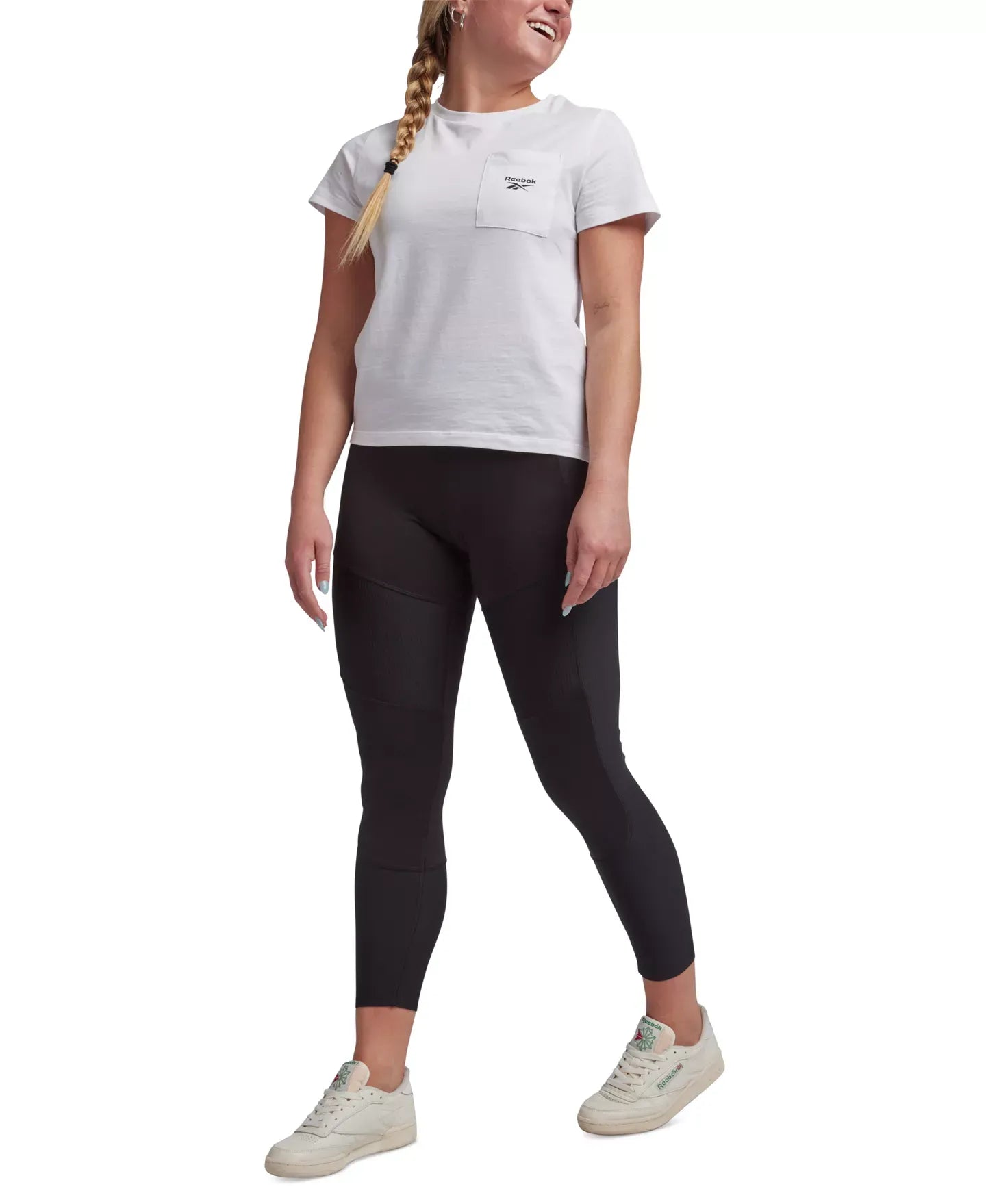 Reebok Women's Active Small-Logo Pocket Cotton T-Shirt Top