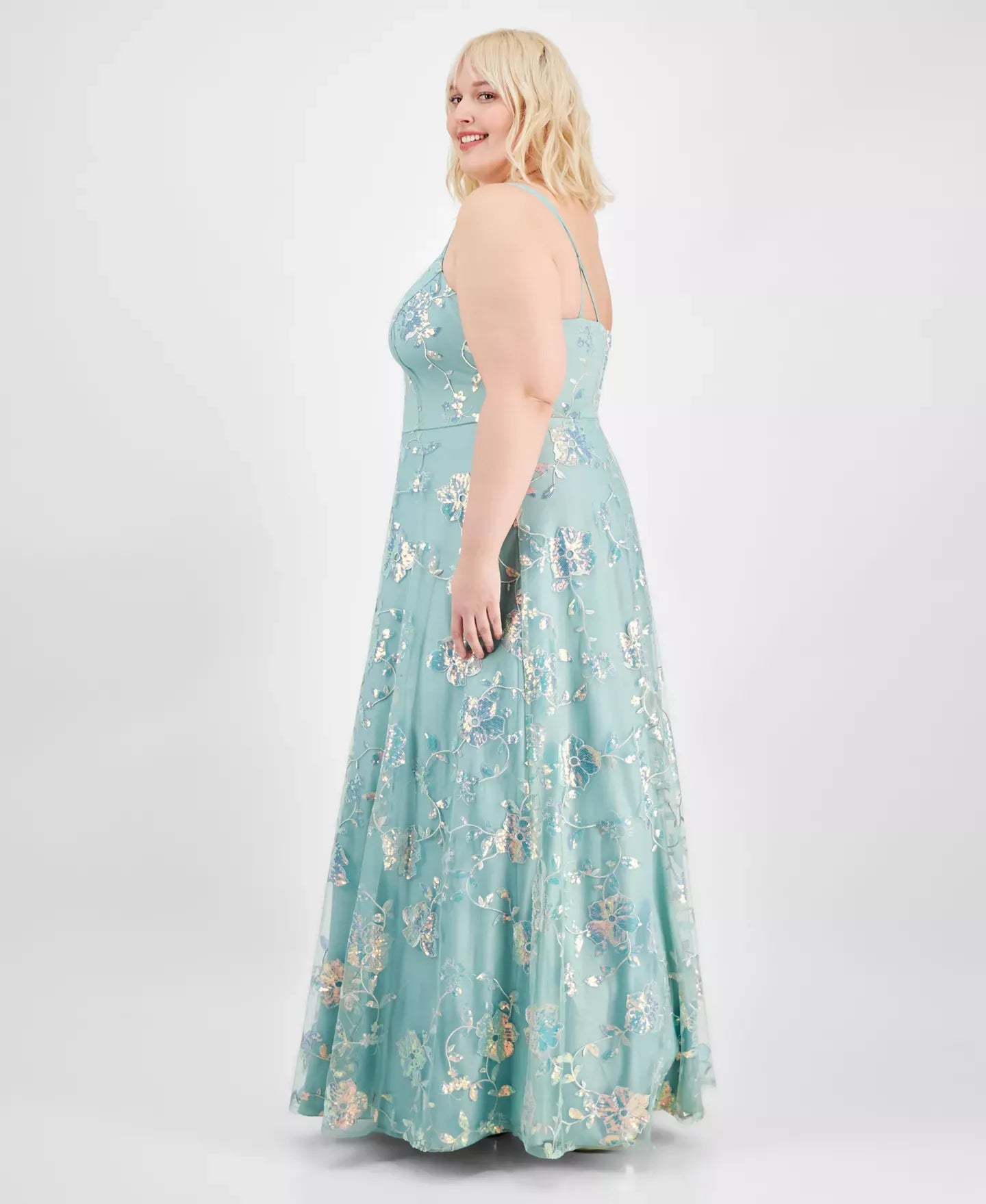 Say Yes Trendy Plus Size Sequined Embroidered Ball Gown