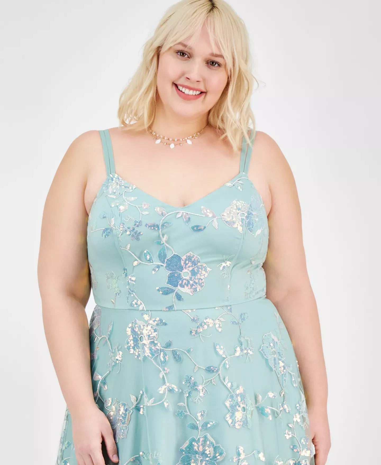 Say Yes Trendy Plus Size Sequined Embroidered Ball Gown