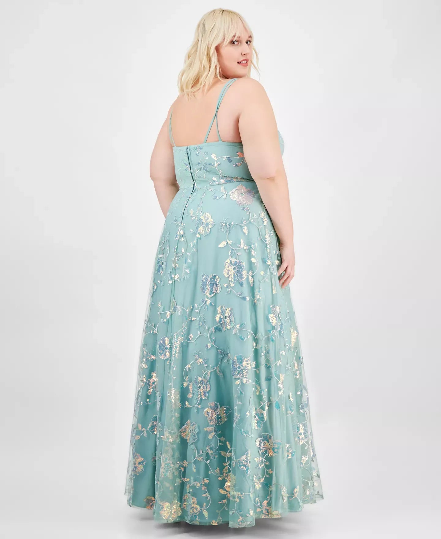 Say Yes Trendy Plus Size Sequined Embroidered Ball Gown