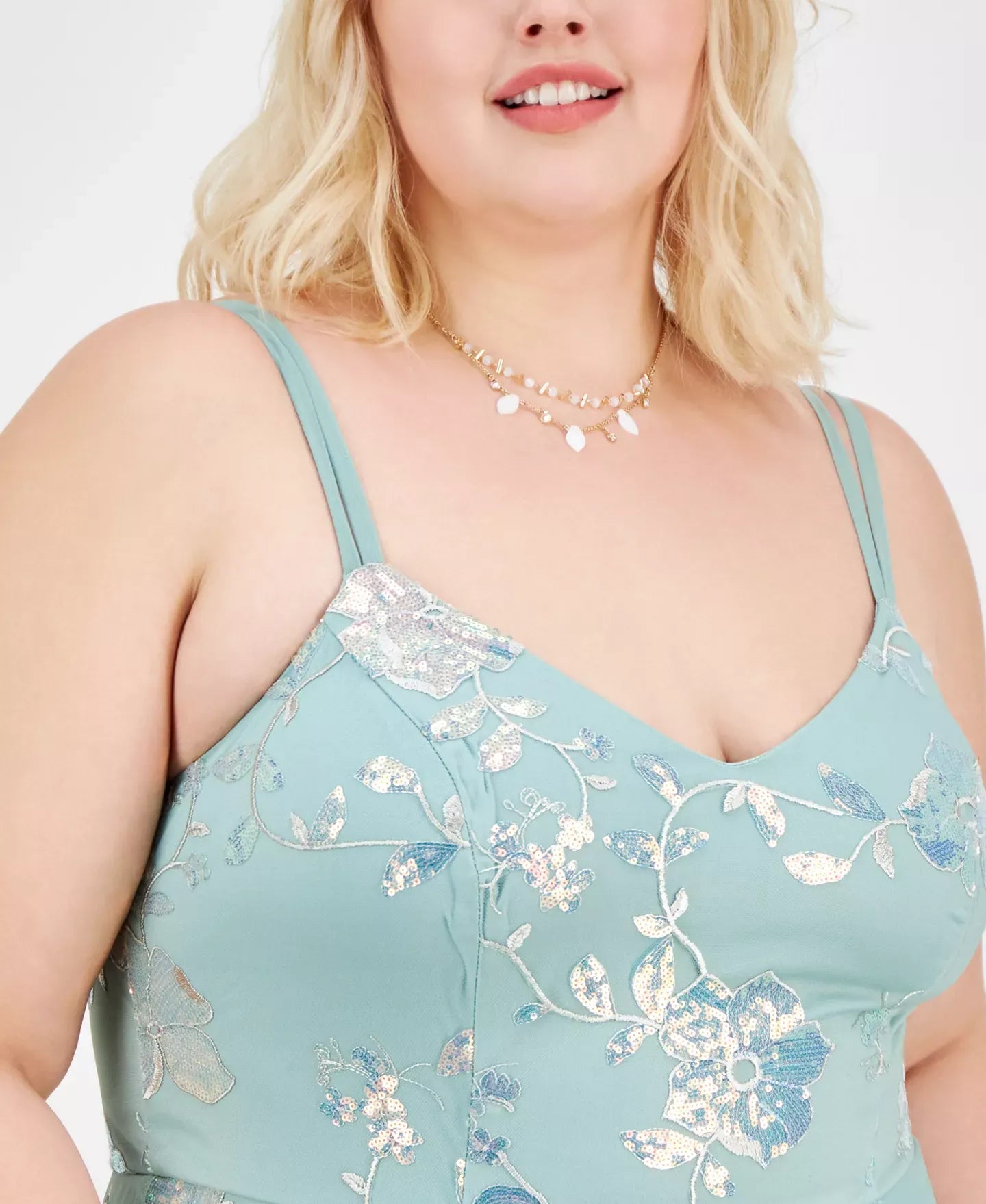 Say Yes Trendy Plus Size Sequined Embroidered Ball Gown