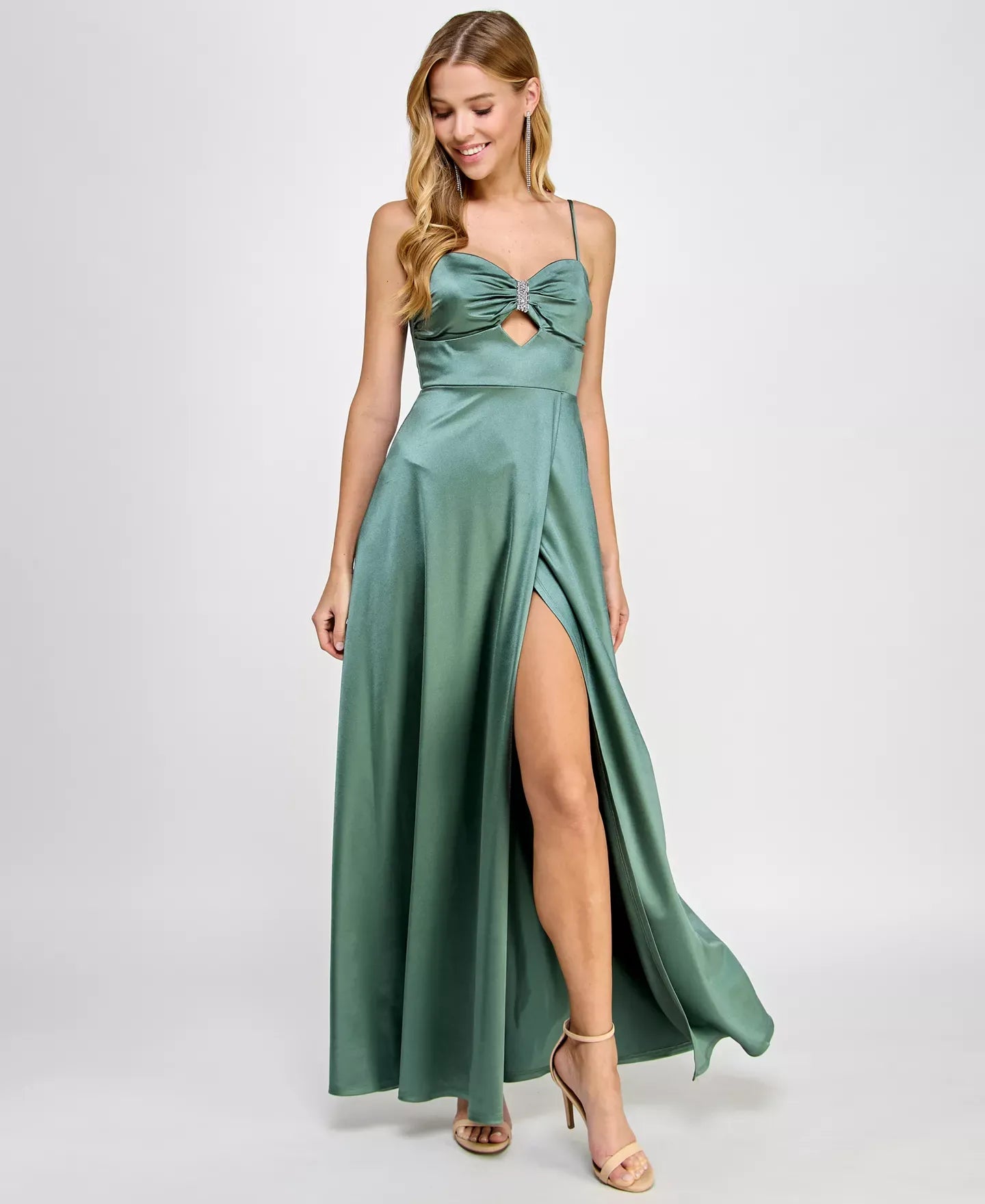 Jump Embellished Sweetheart-Neck Cutout Gown Dress