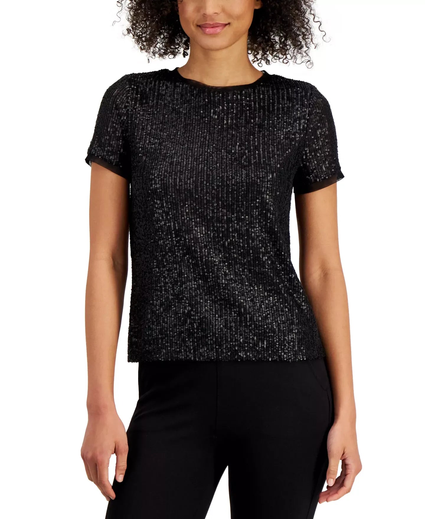 Anne Klein Women's Sequined T-Shirt Top
