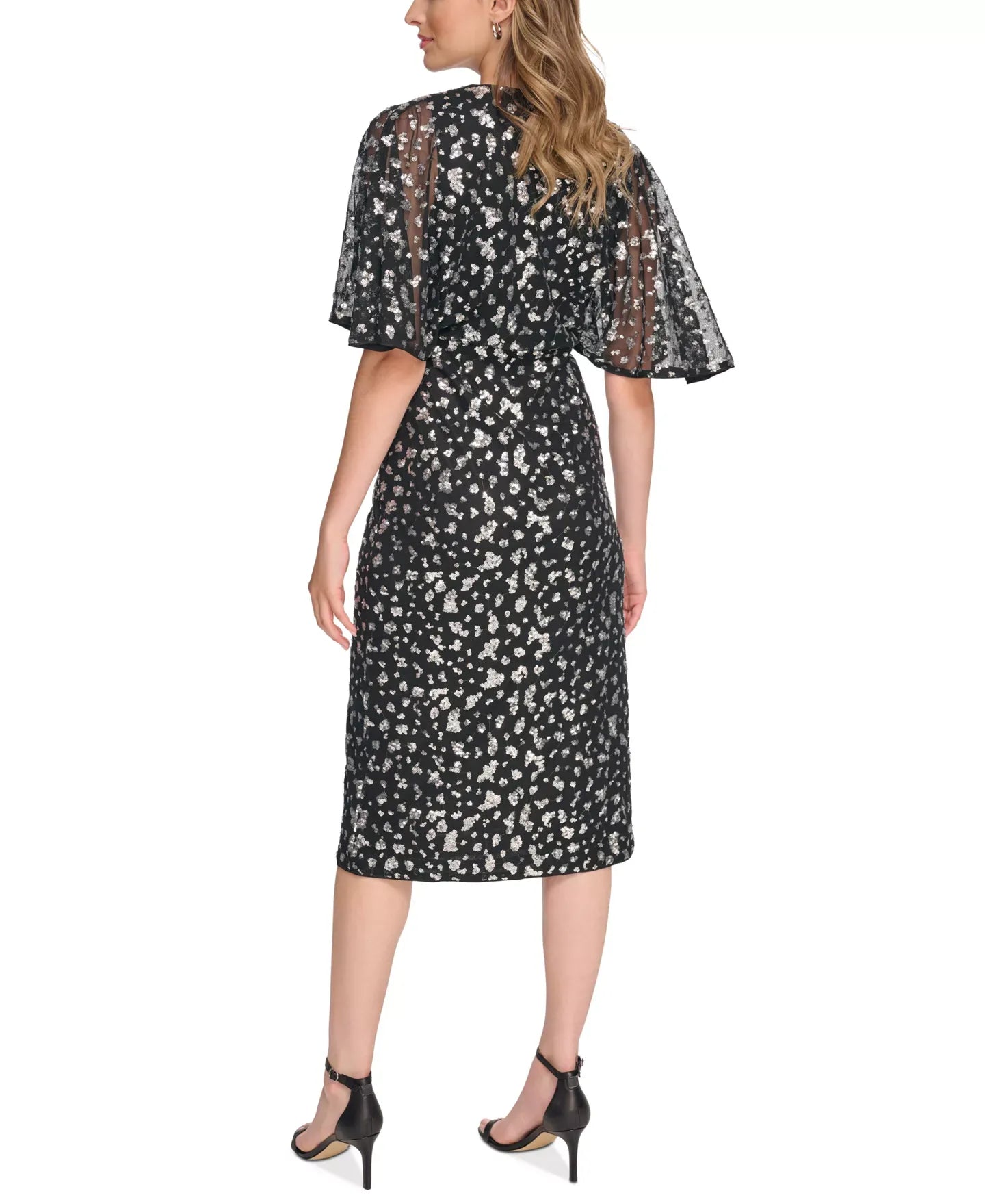 kensie Women's Sequin Mesh Midi Dress