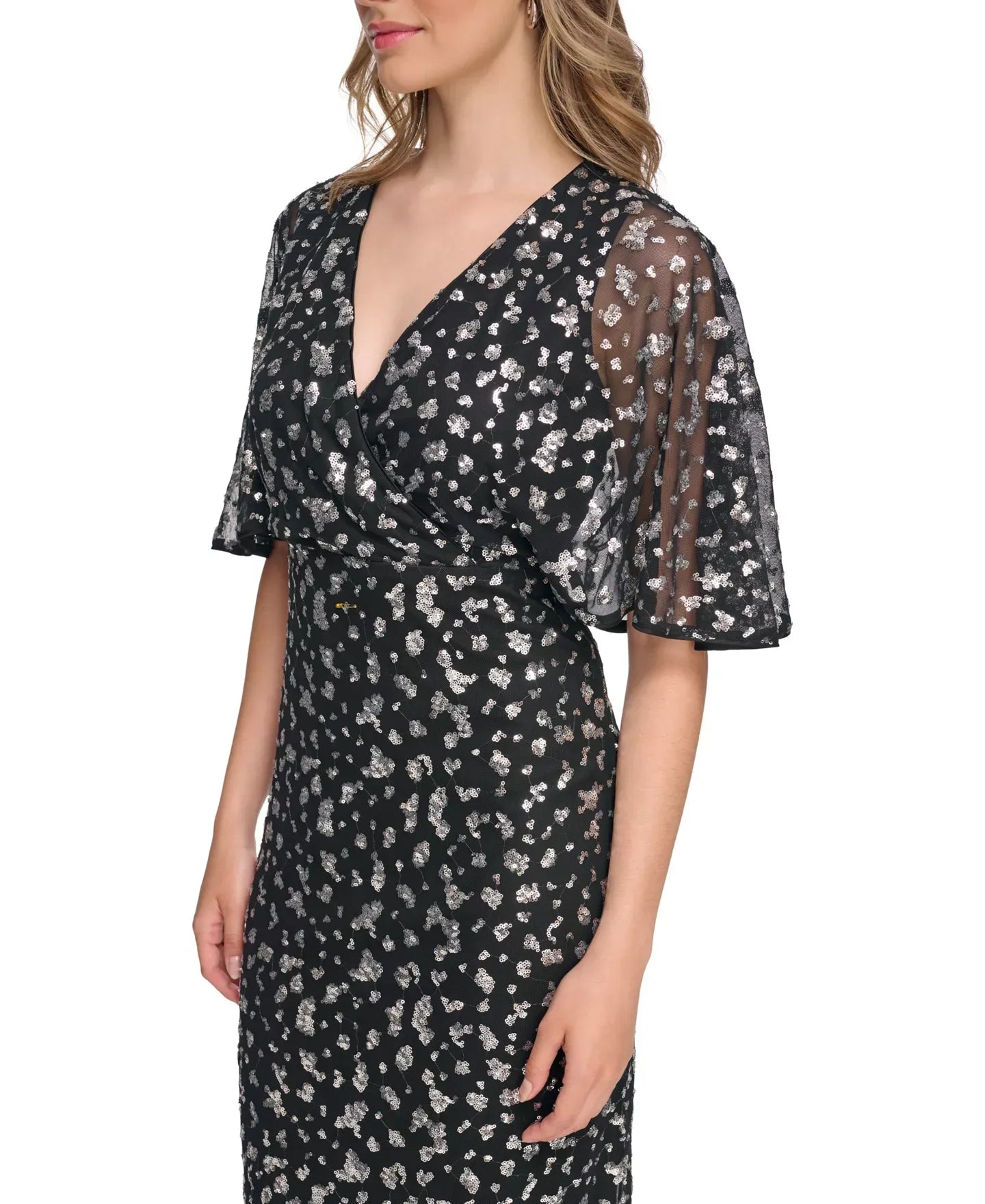 kensie Women's Sequin Mesh Midi Dress