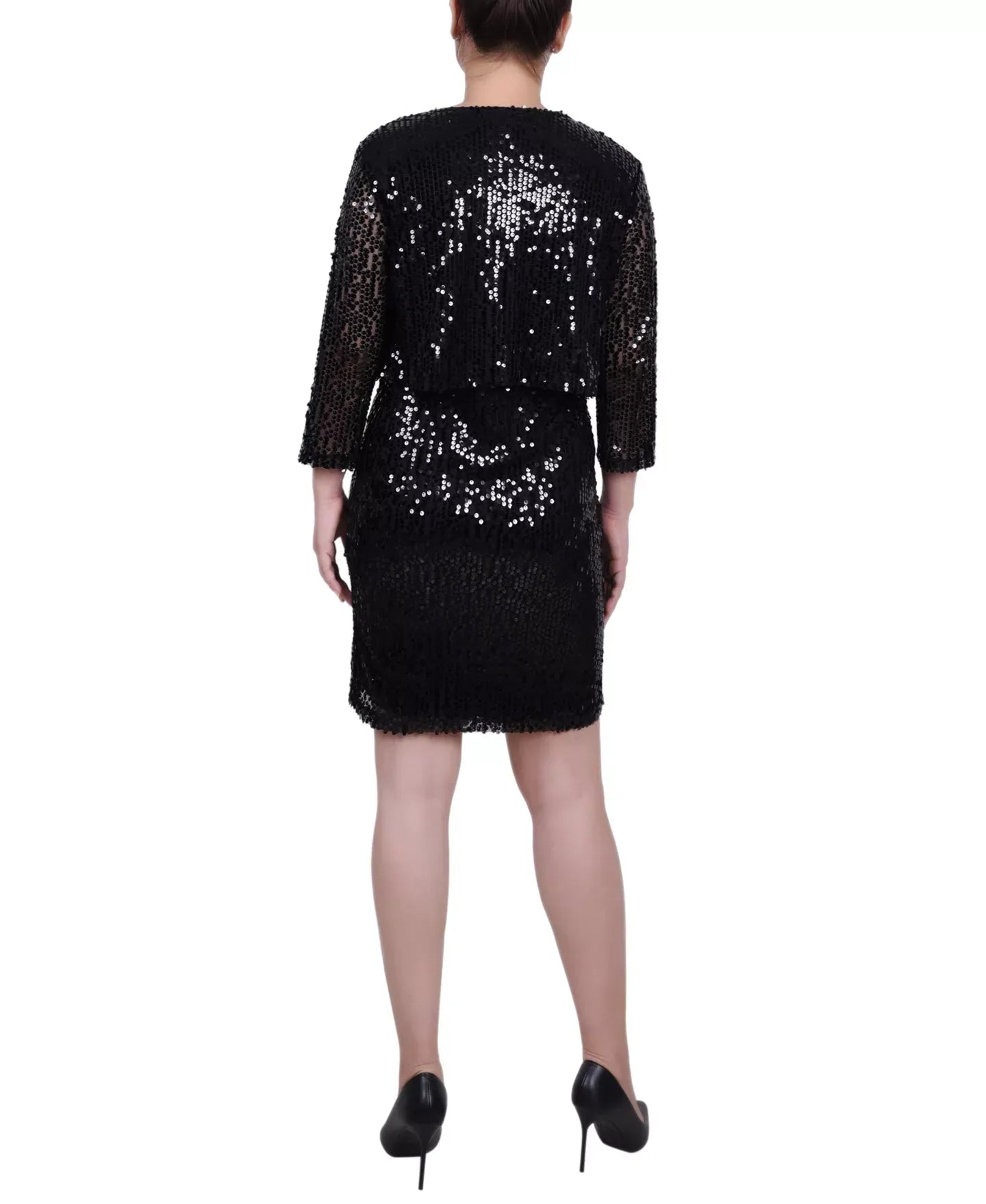 NY Collection Petite Sequined Bolero Jacket and Dress Set, 2 Piece
