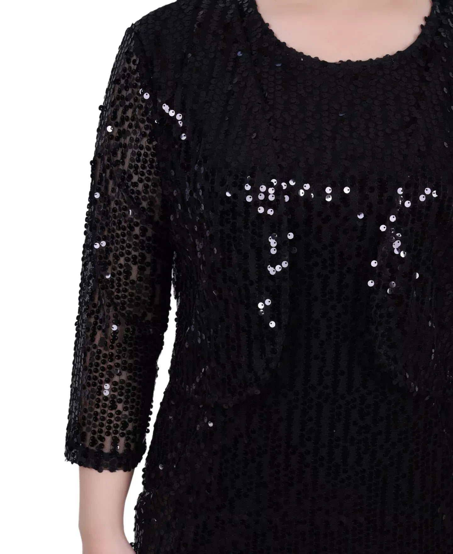 NY Collection Petite Sequined Bolero Jacket and Dress Set, 2 Piece