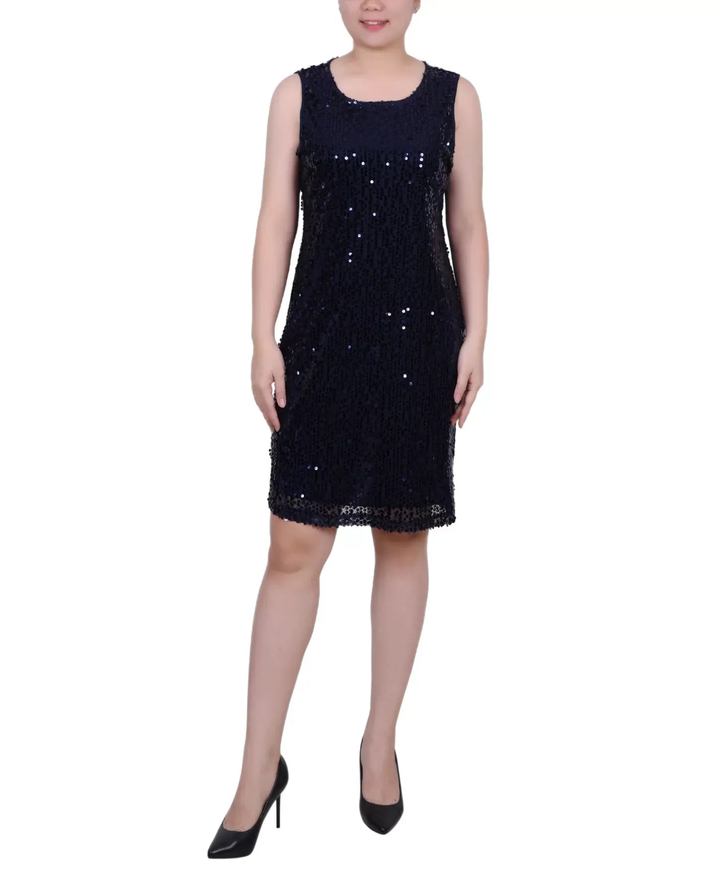 NY Collection Petite Sequined Bolero Jacket and Dress Set, 2 Piece