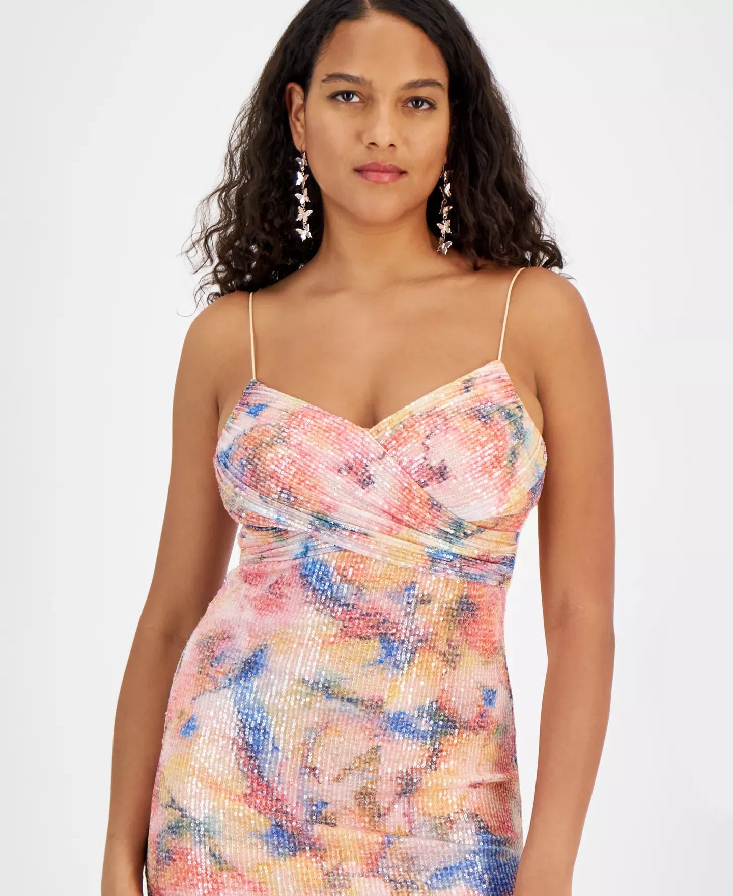 GUESS Women's Sequined V-Neck Sleeveless Mini Dress