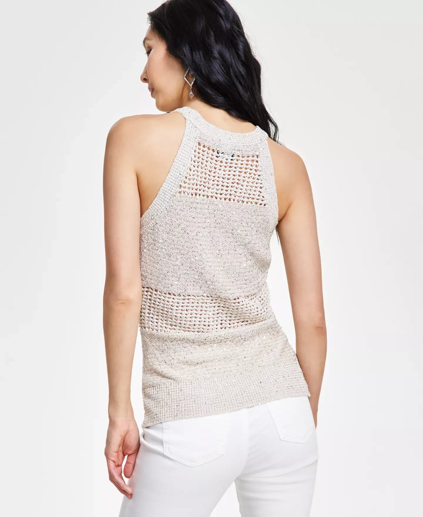 I.N.C. International Concepts Women's Roving Sequin Crochet Sweater Tank Top