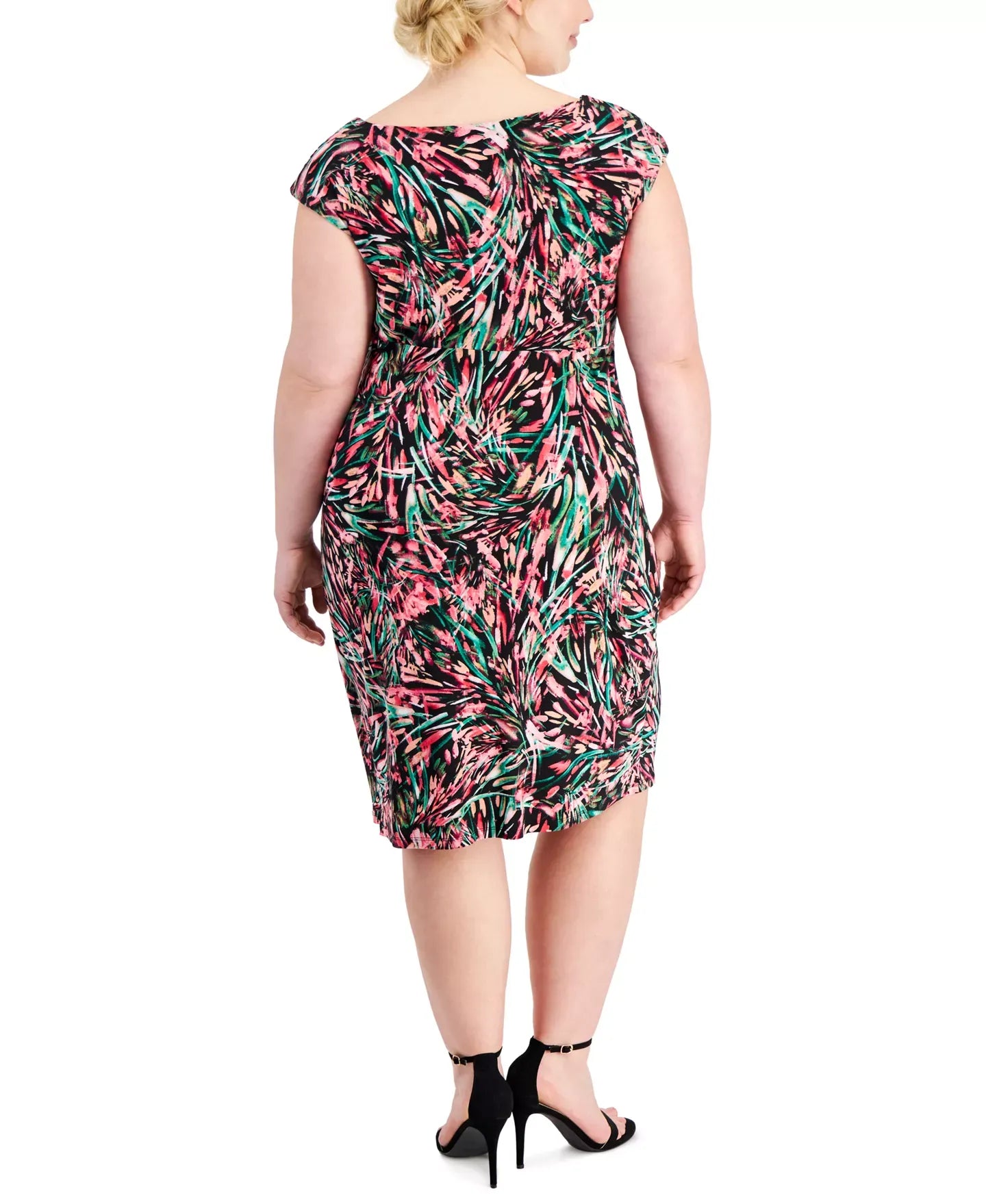 Connected Plus Size Printed Short-Sleeve Sheath Dress