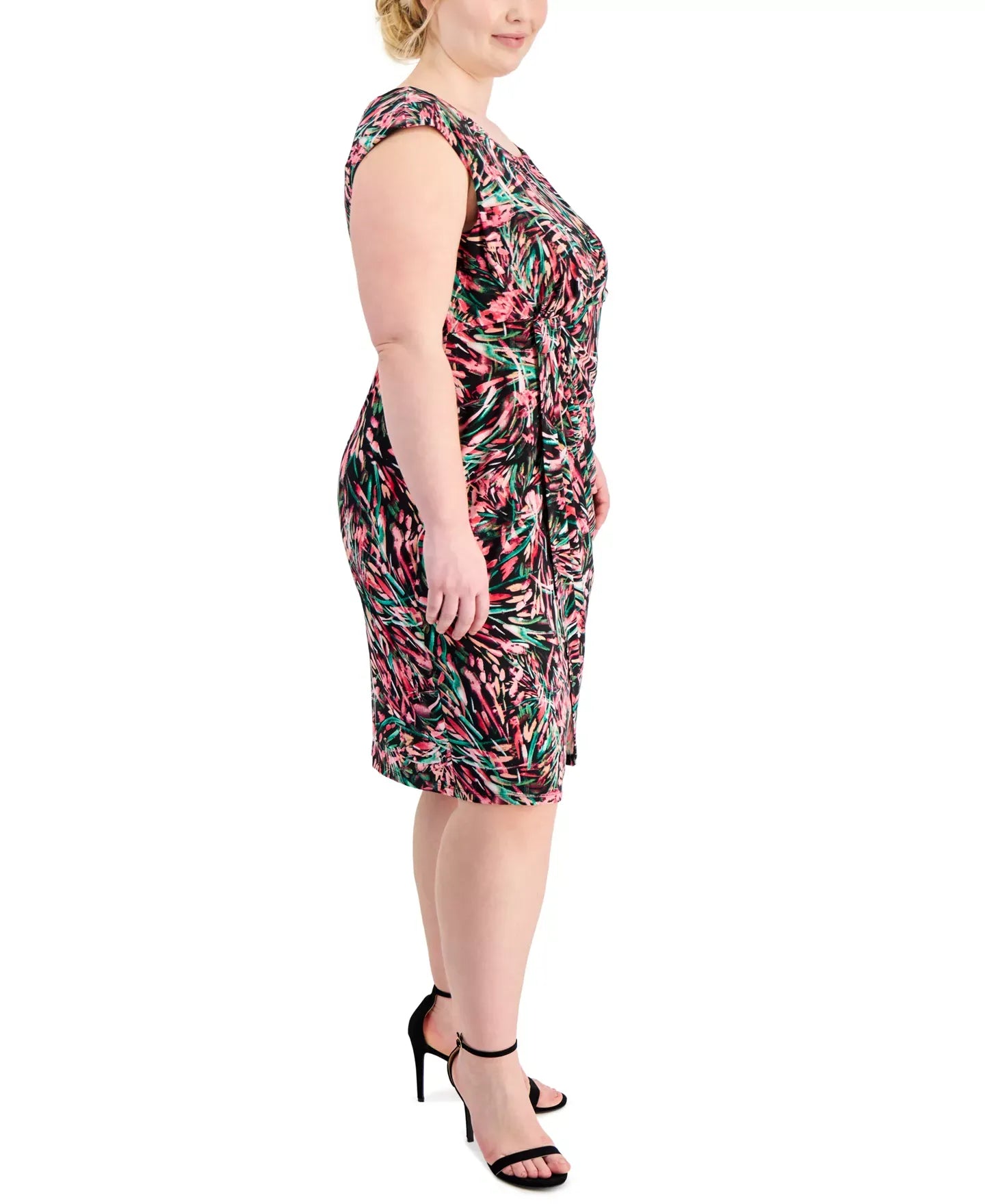 Connected Plus Size Printed Short-Sleeve Sheath Dress