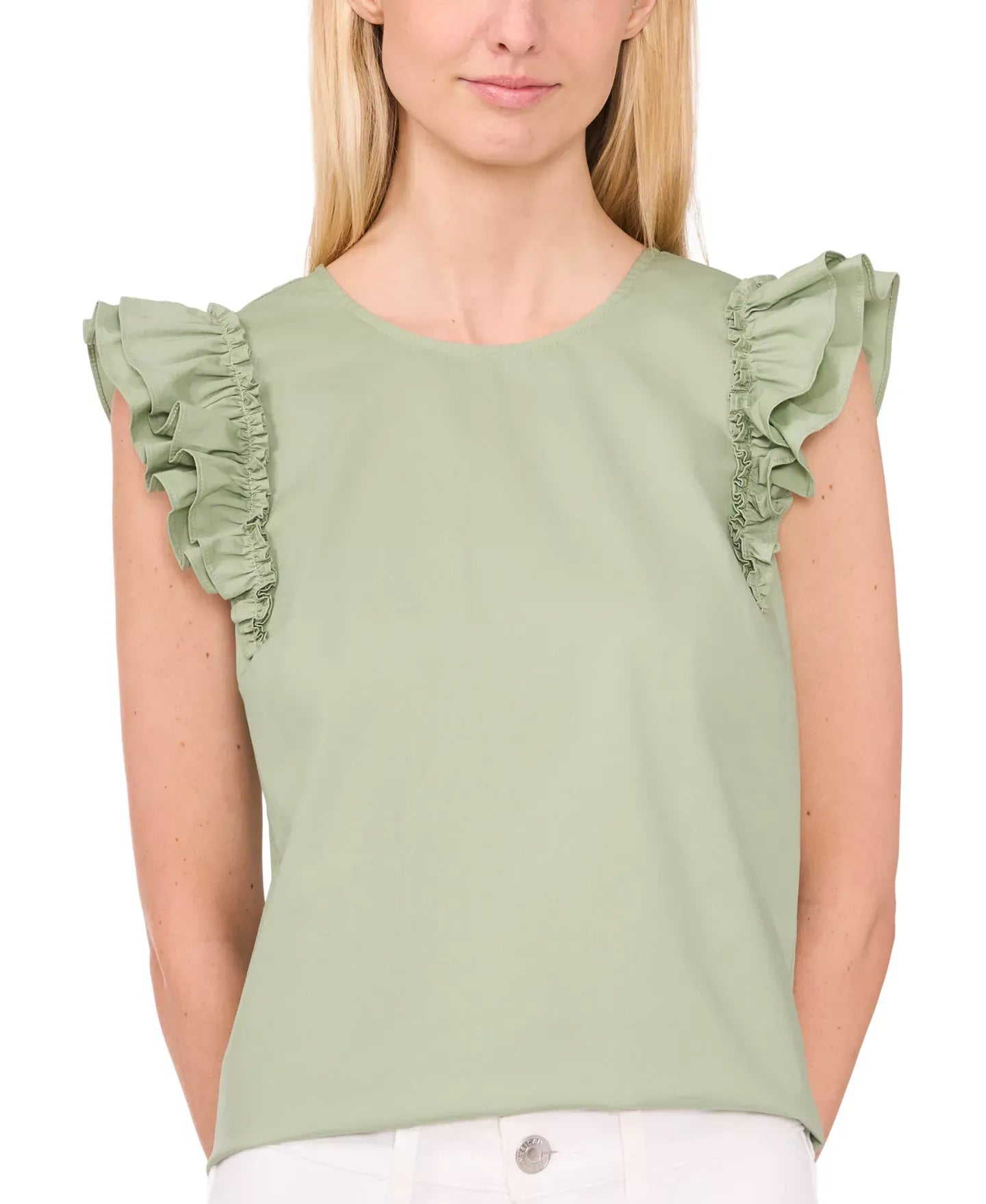 CeCe Women's Crewneck Ruffle-Sleeve Blouse Top