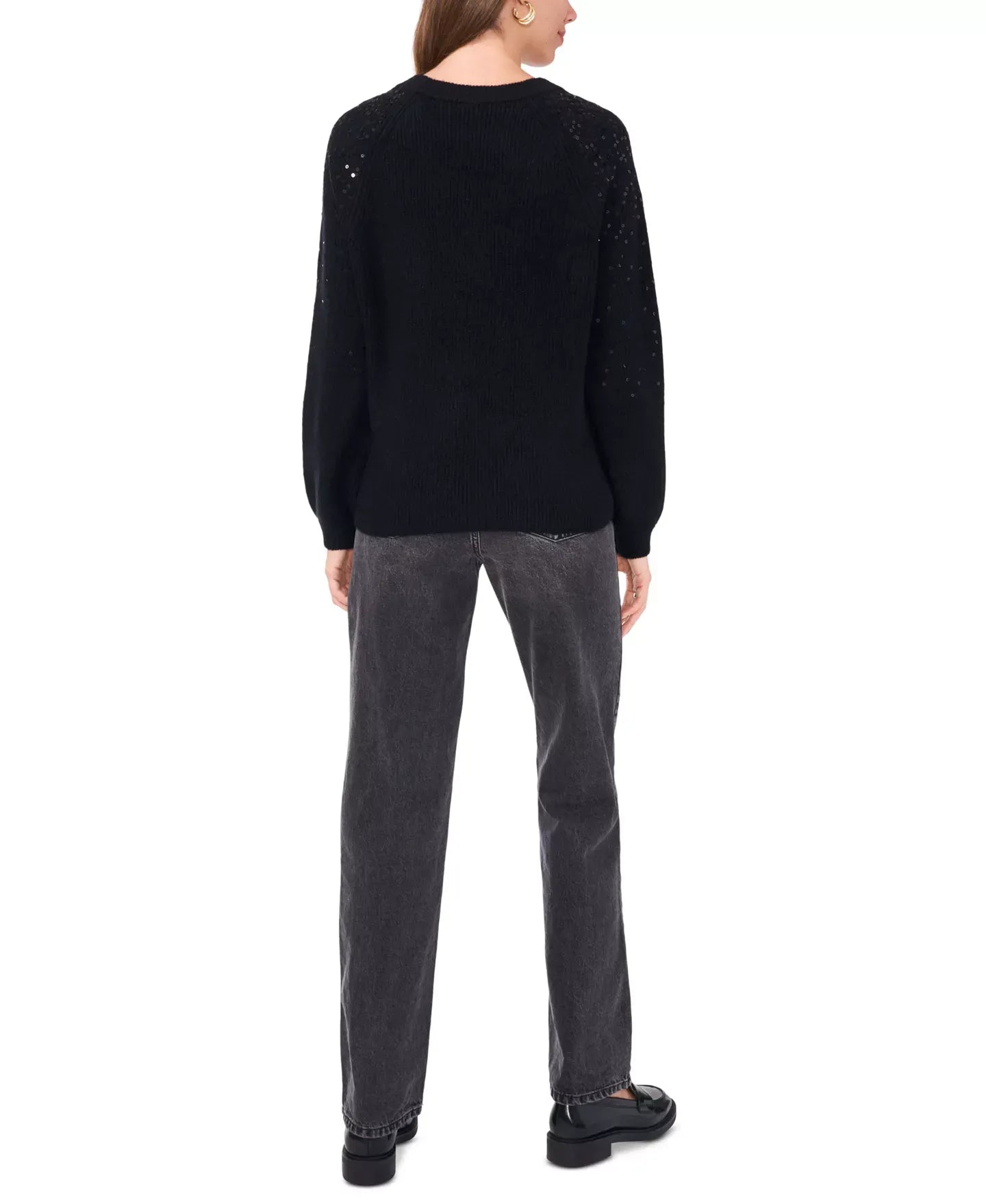 Vince Camuto Women's Cozy Crewneck Sequined Raglan-Sleeve Sweater