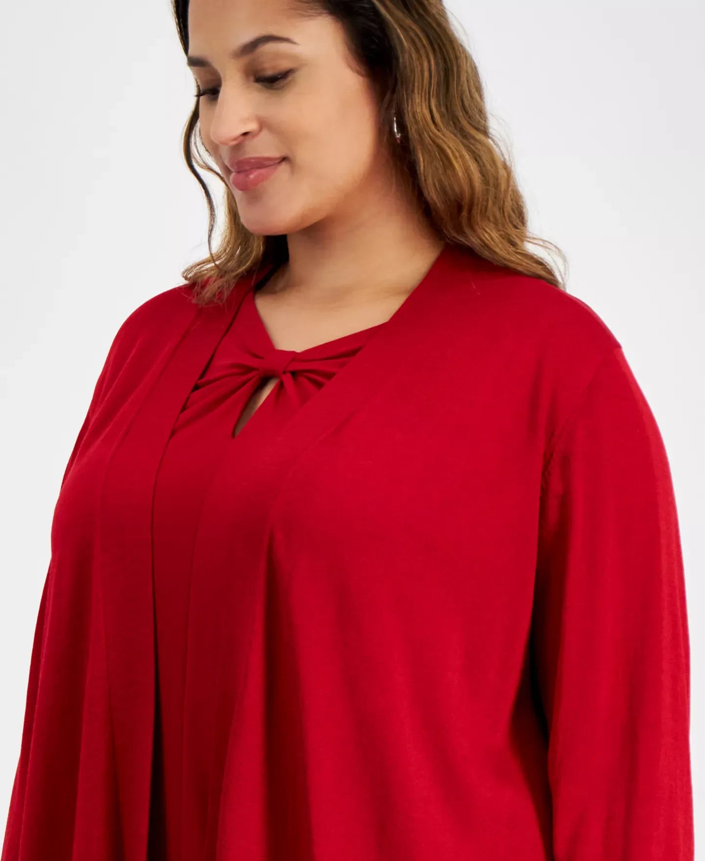 Kasper Plus Size Long-Sleeve Open-Front Cardigan Sweater