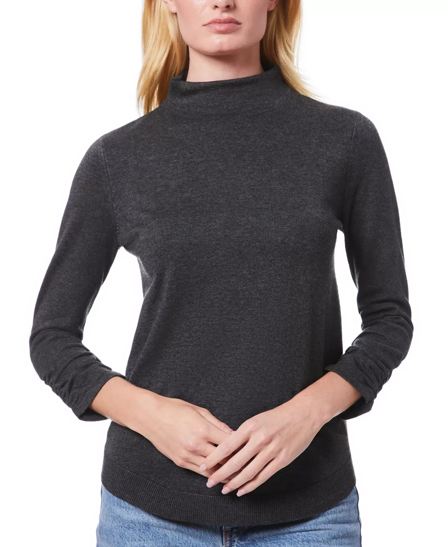 Melissa Paige Women's Ruched-Sleeve Funnel-Neck Sweater