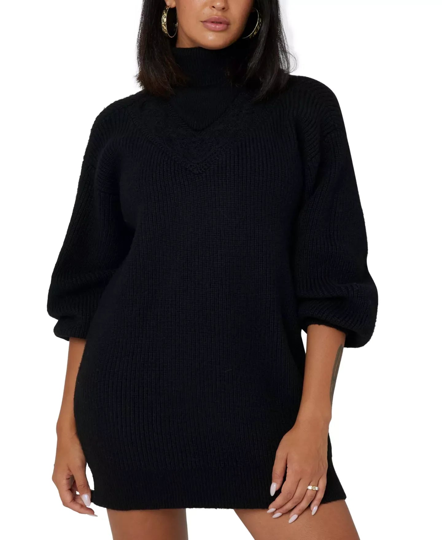 GUESS Women's Katie Turtleneck Long-Sleeve Sweater Dress