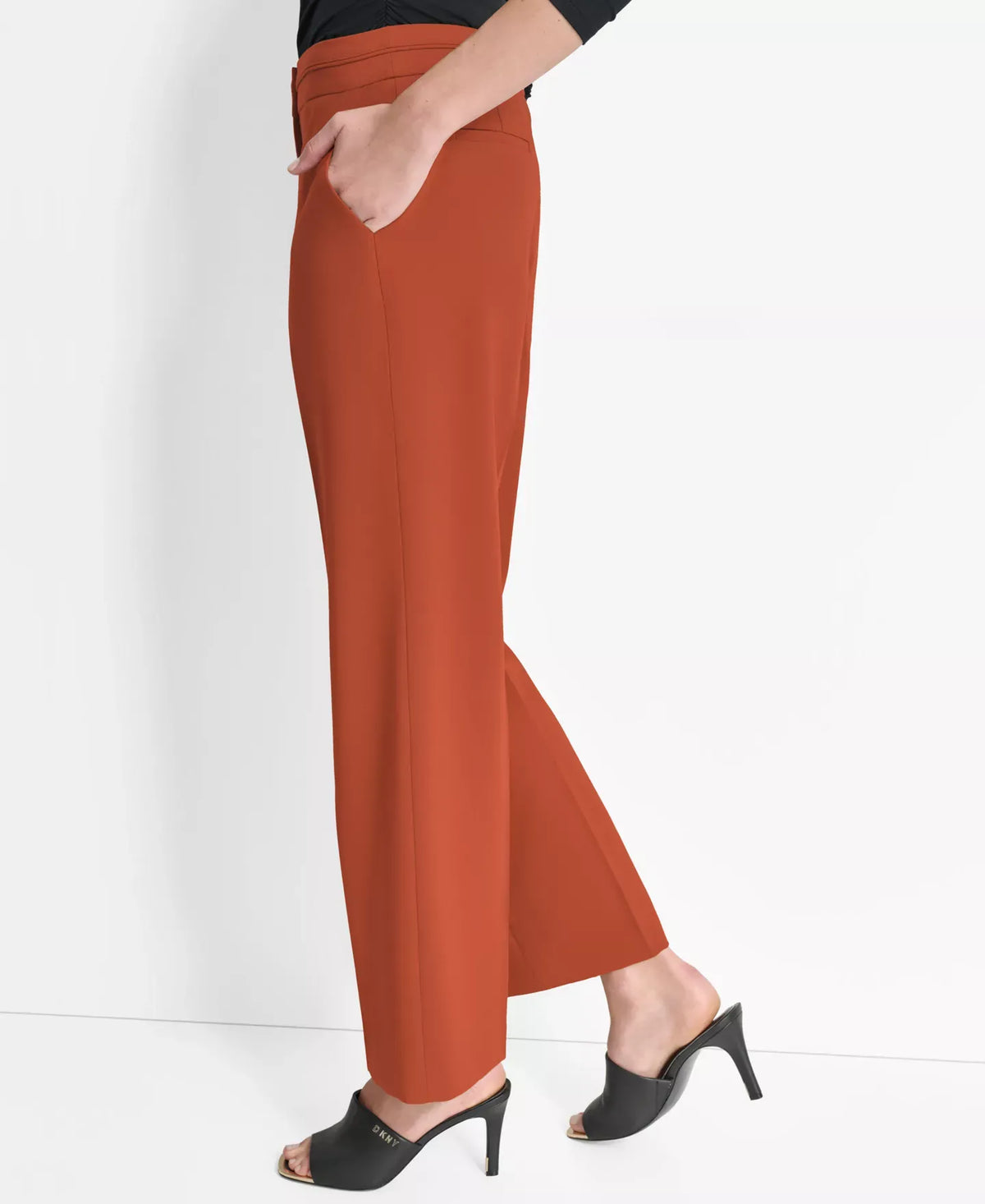 DKNY Women's Mid-Rise Wide-Leg Pleat-Front Pants