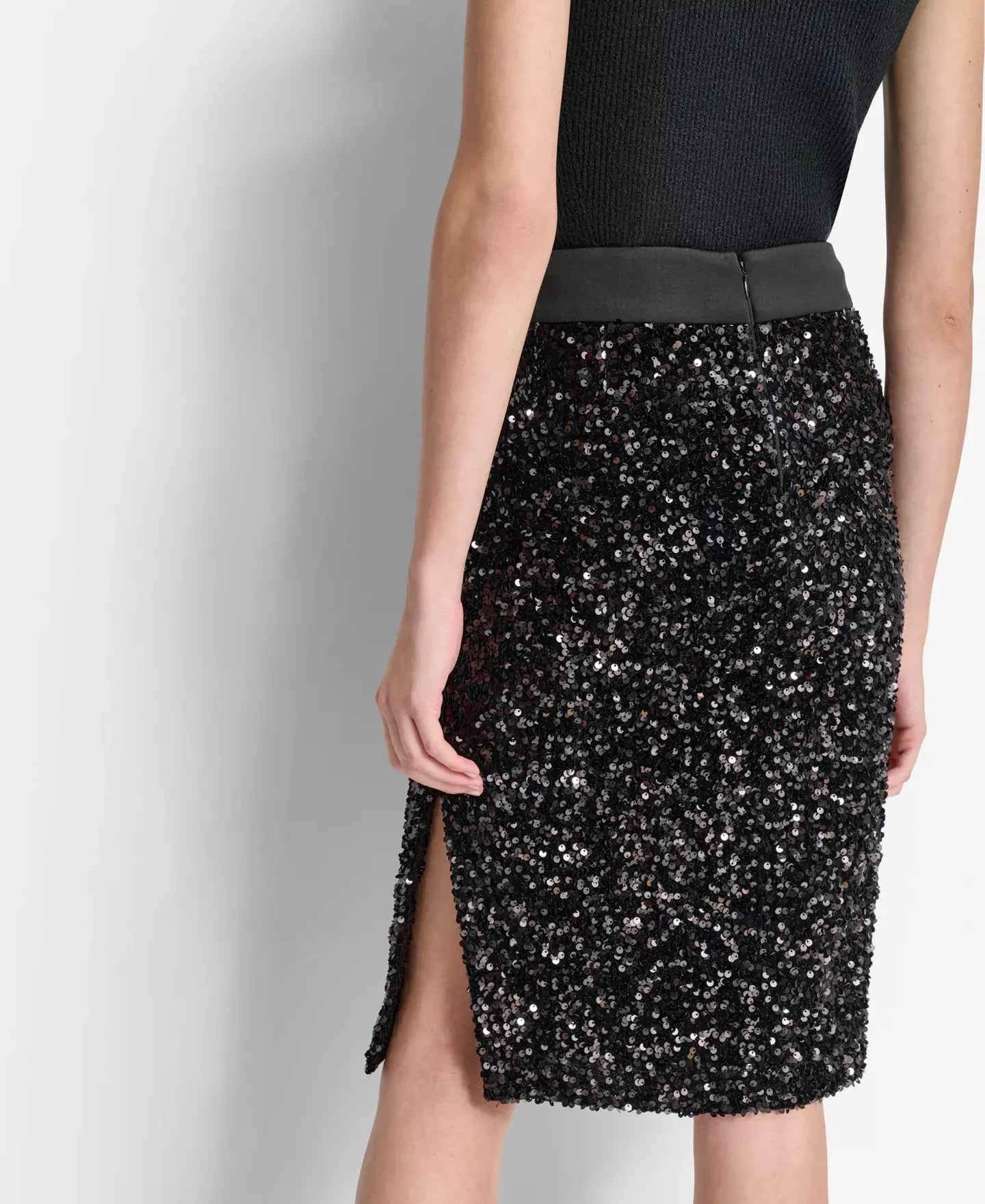 DKNY Women's Sequined Side-Slit Pencil Skirt