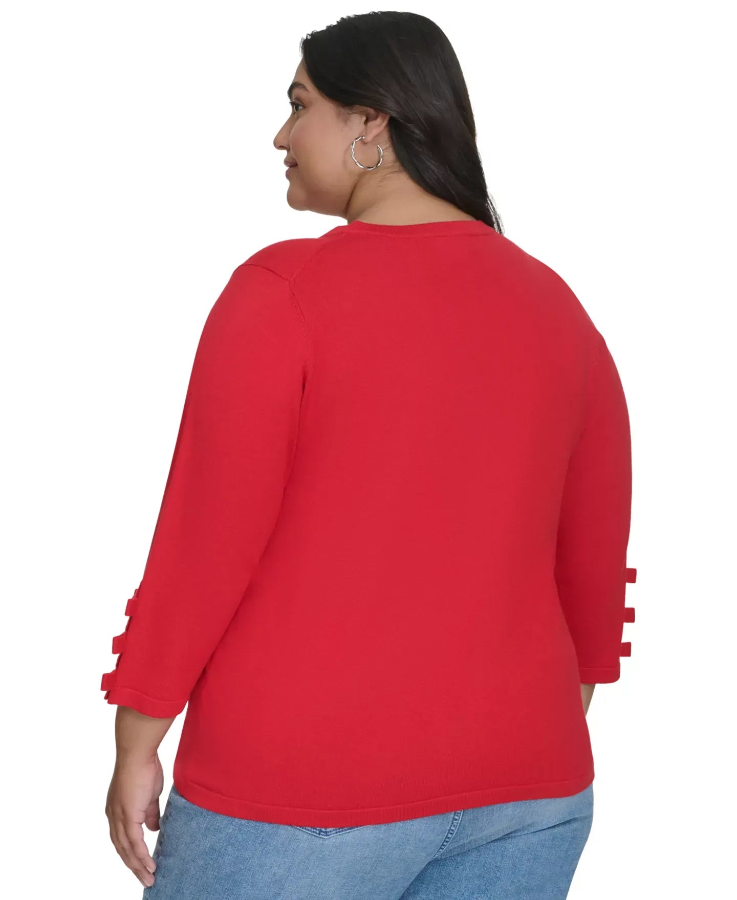 KARL LAGERFELD PARIS Plus Size V-Neck Bow-Sleeve Sweater