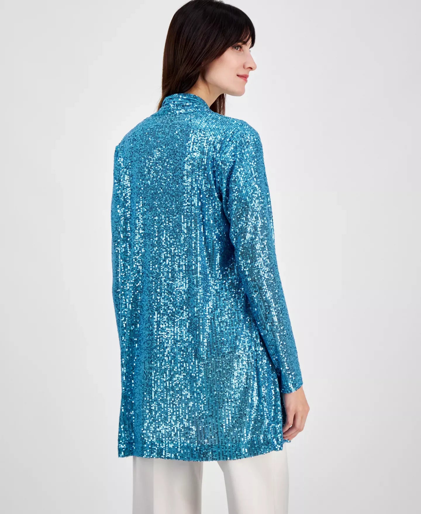 Anne Klein Women's Sequin Embellished Open-Front Jacket Sweater