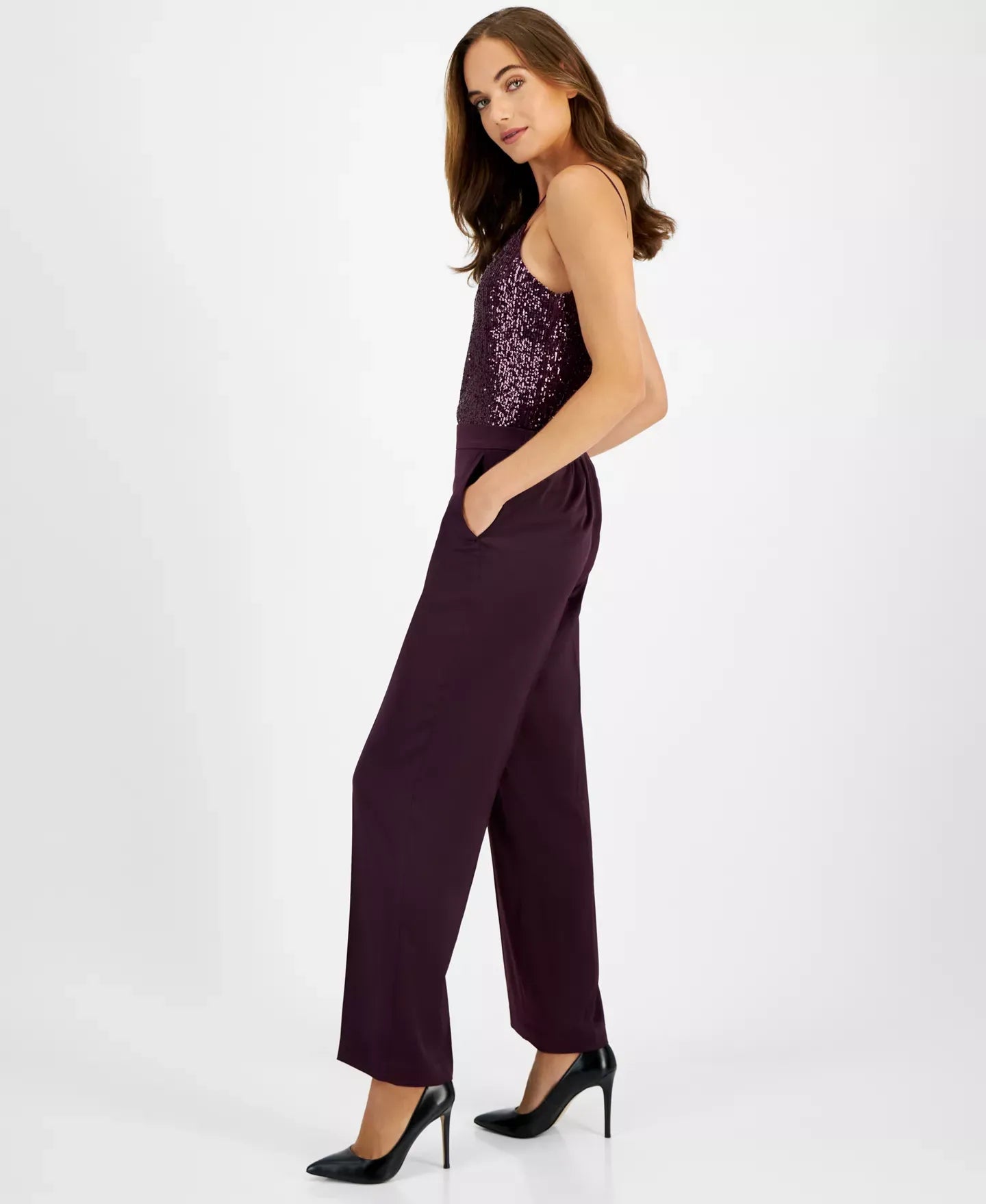 Anne Klein Women's Pull-On High-Rise Satin Pants