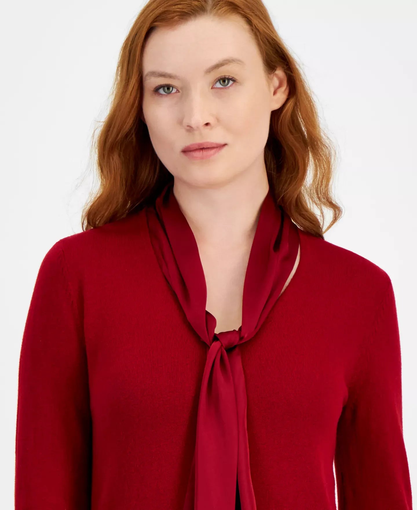 Anne Klein Women's Tie-Neck Layered-Look Top Sweater