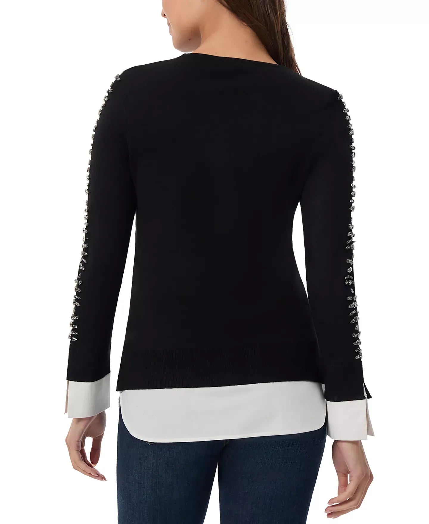 Jones New York Women's Embellished-Sleeve Shirttail Top