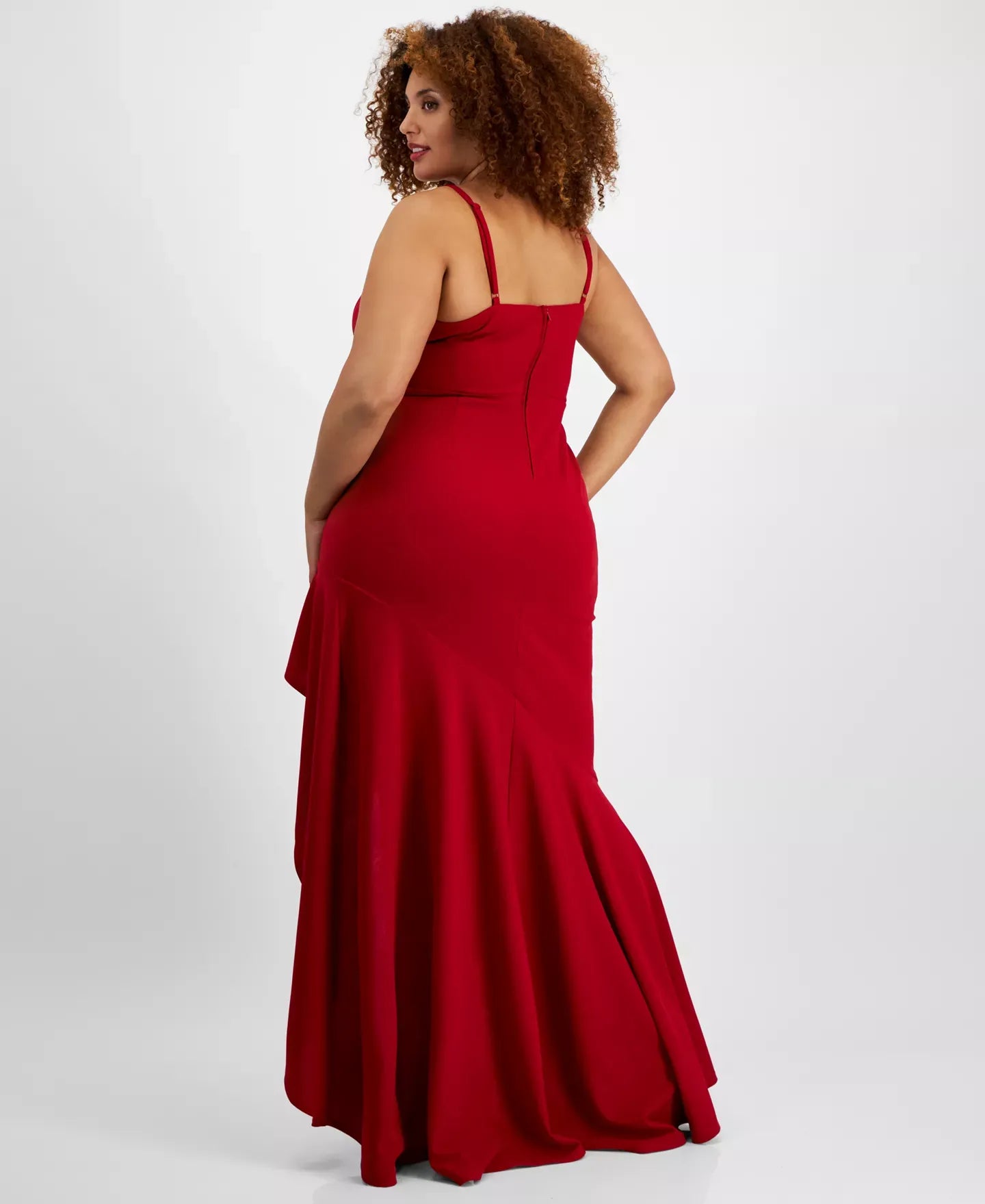 City Studios Trendy Plus Size Rhinestone-Trim High-Low Gown Dress