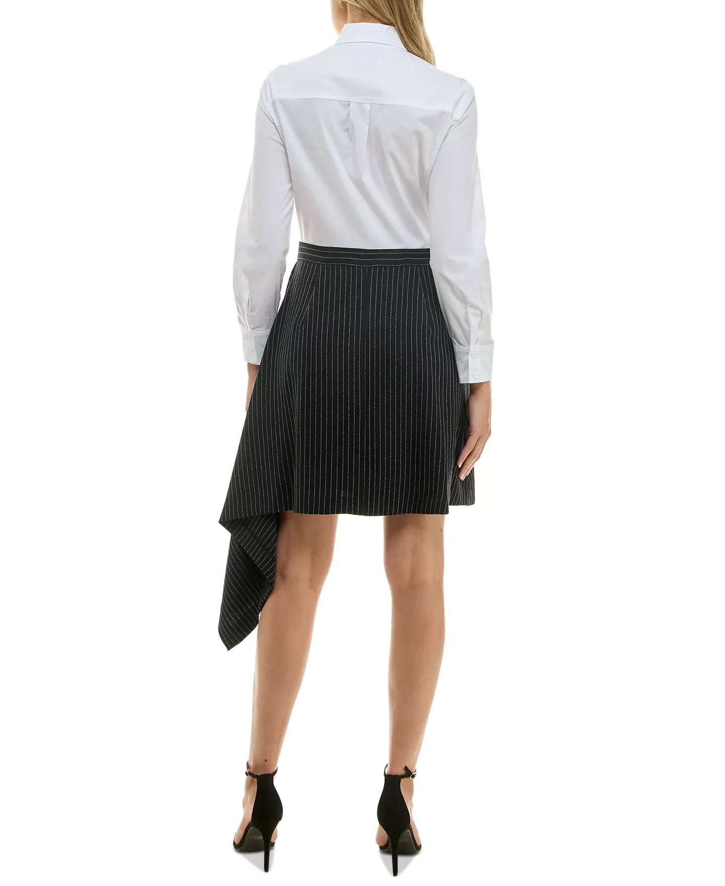 Taylor Women's Mixed-Media Side-Draped Shirtdress Dress