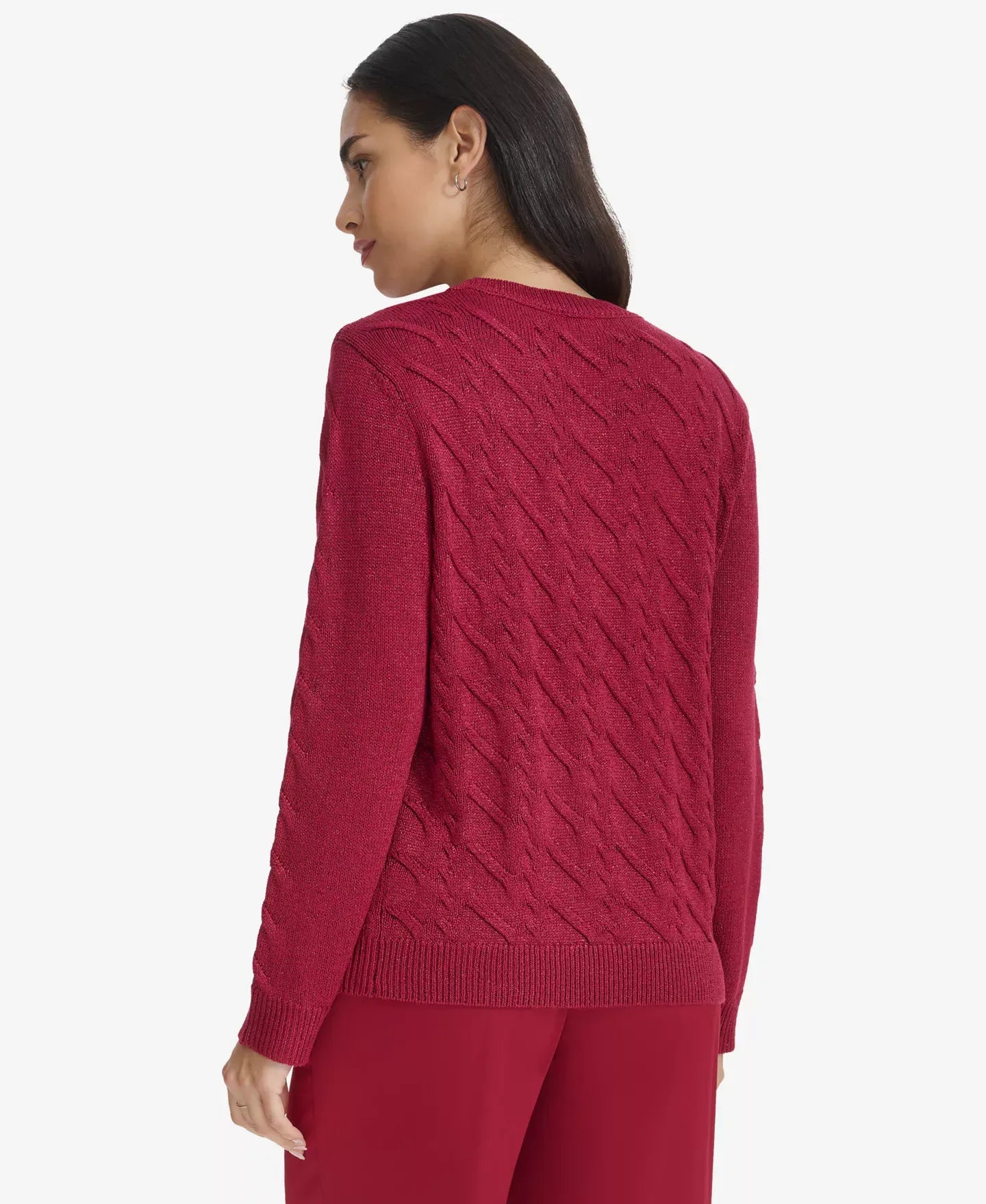 Calvin Klein Women's Metallic Cable-Knit Sweater