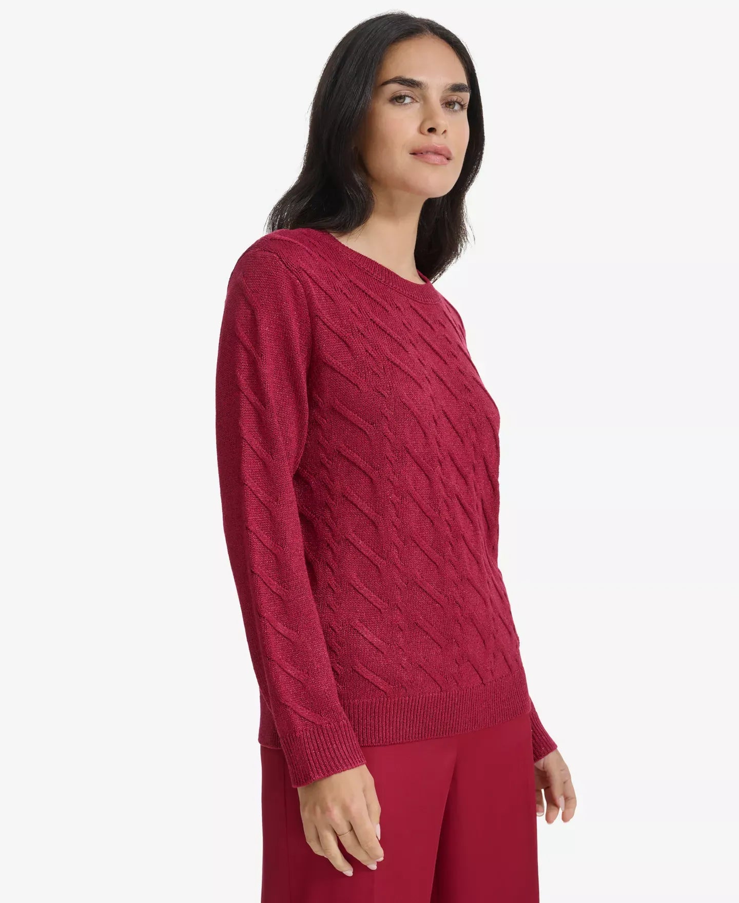 Calvin Klein Women's Metallic Cable-Knit Sweater