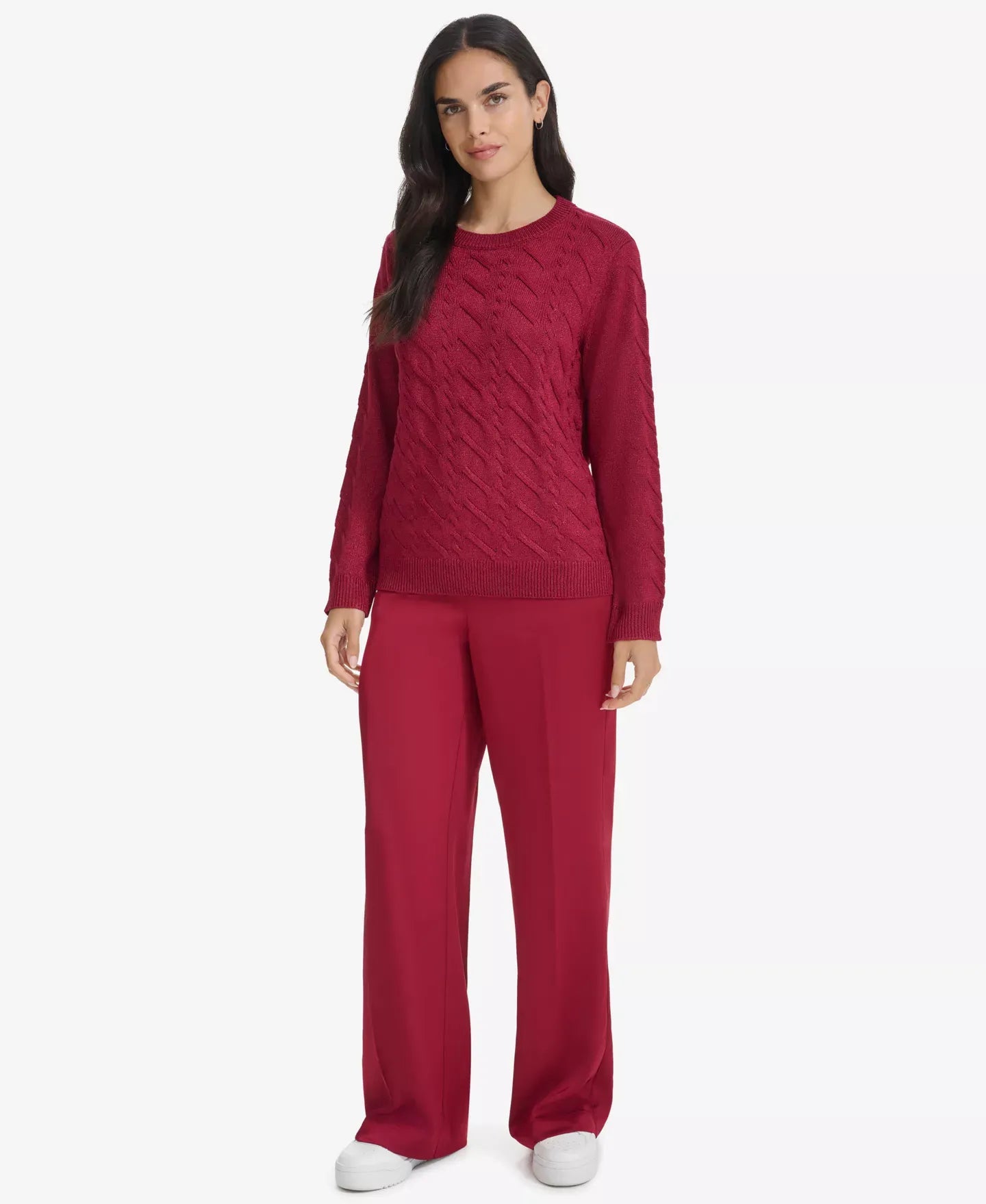 Calvin Klein Women's Metallic Cable-Knit Sweater