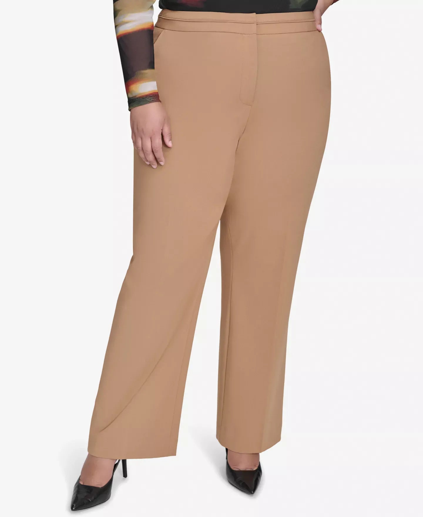 DKNY Plus Size Seamed Waistband Wide-Leg Pants