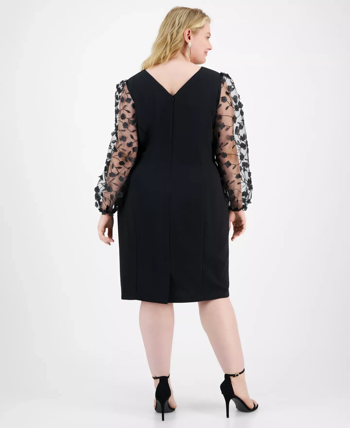 Connected Plus Size Floral-Appliqué Sheath Dress