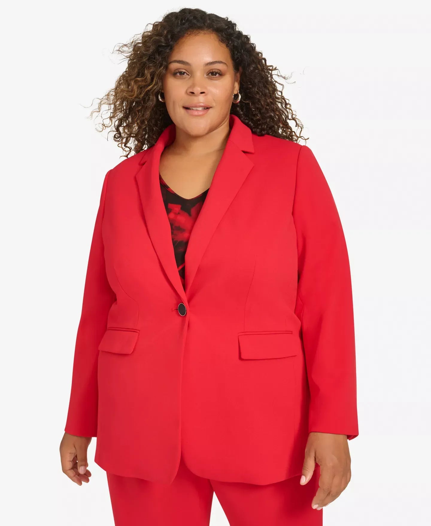 Calvin Klein Plus Size Notch-Lapel Long-Sleeve Blazer Jacket