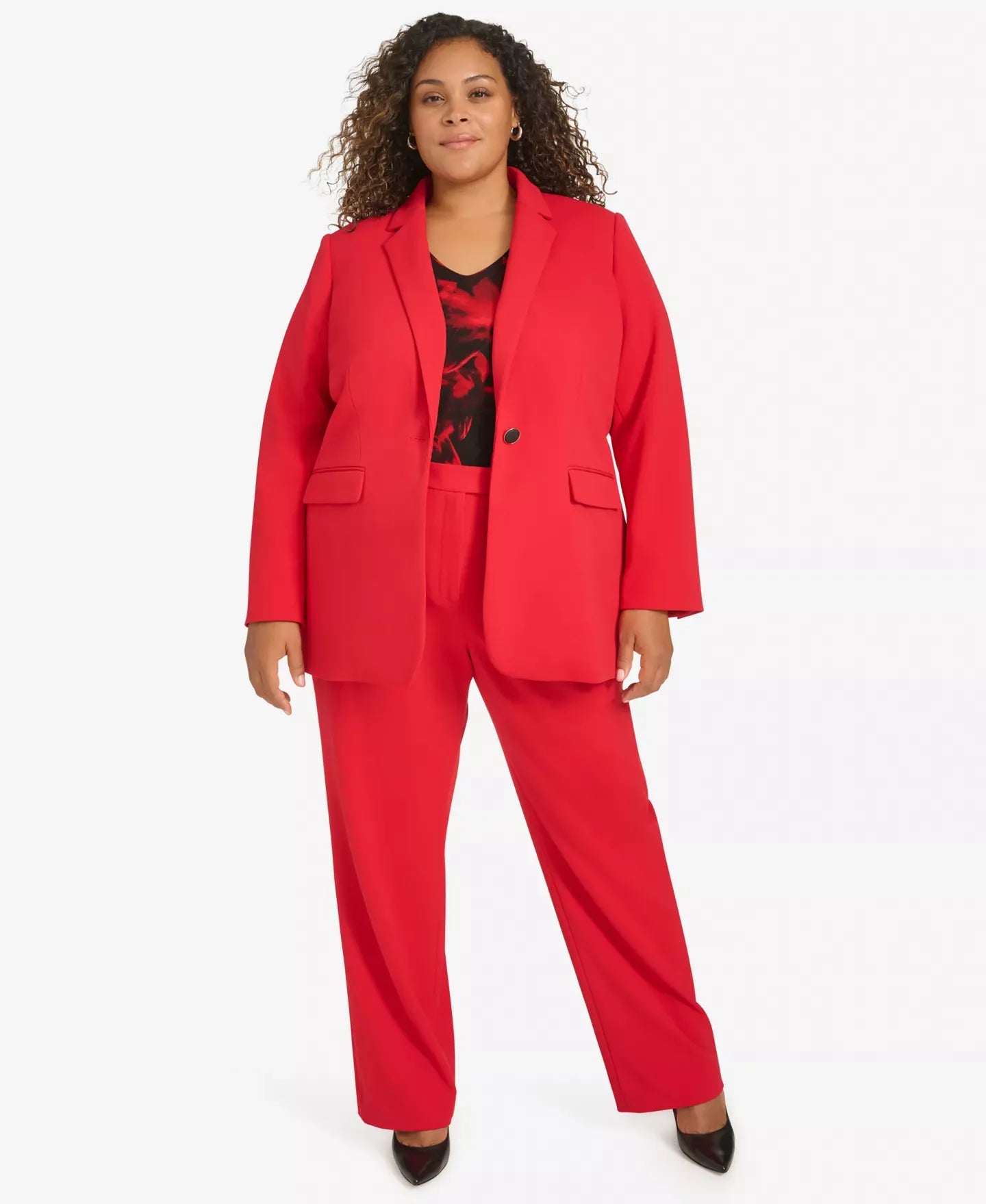 Calvin Klein Plus Size Notch-Lapel Long-Sleeve Blazer Jacket