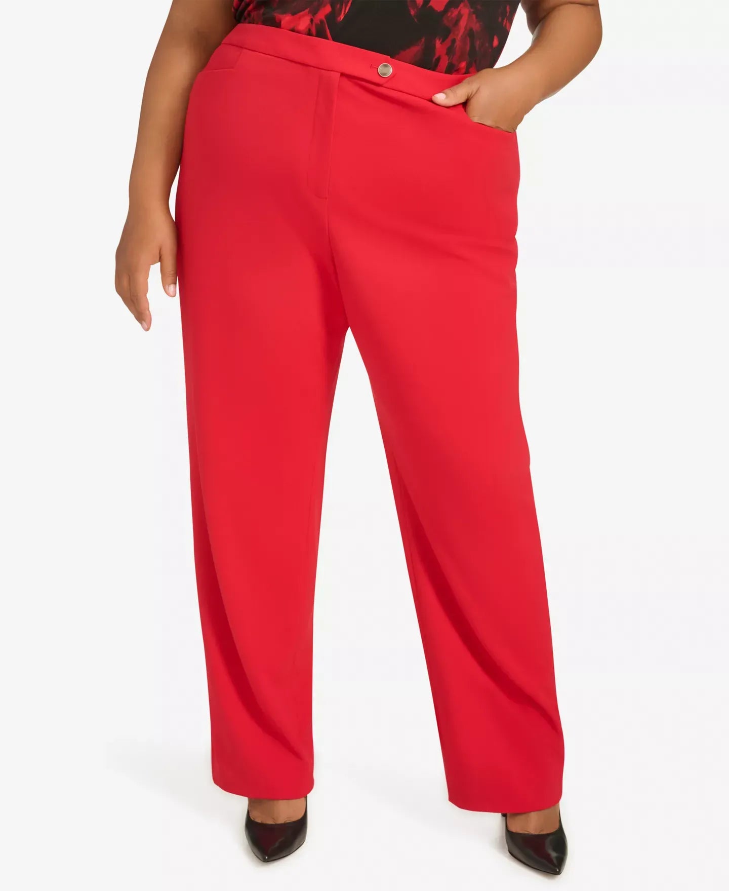 Calvin Klein Plus Size High-Rise Straight Leg Pants