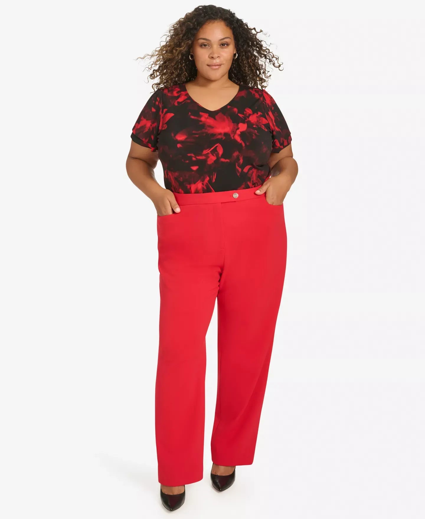 Calvin Klein Plus Size High-Rise Straight Leg Pants