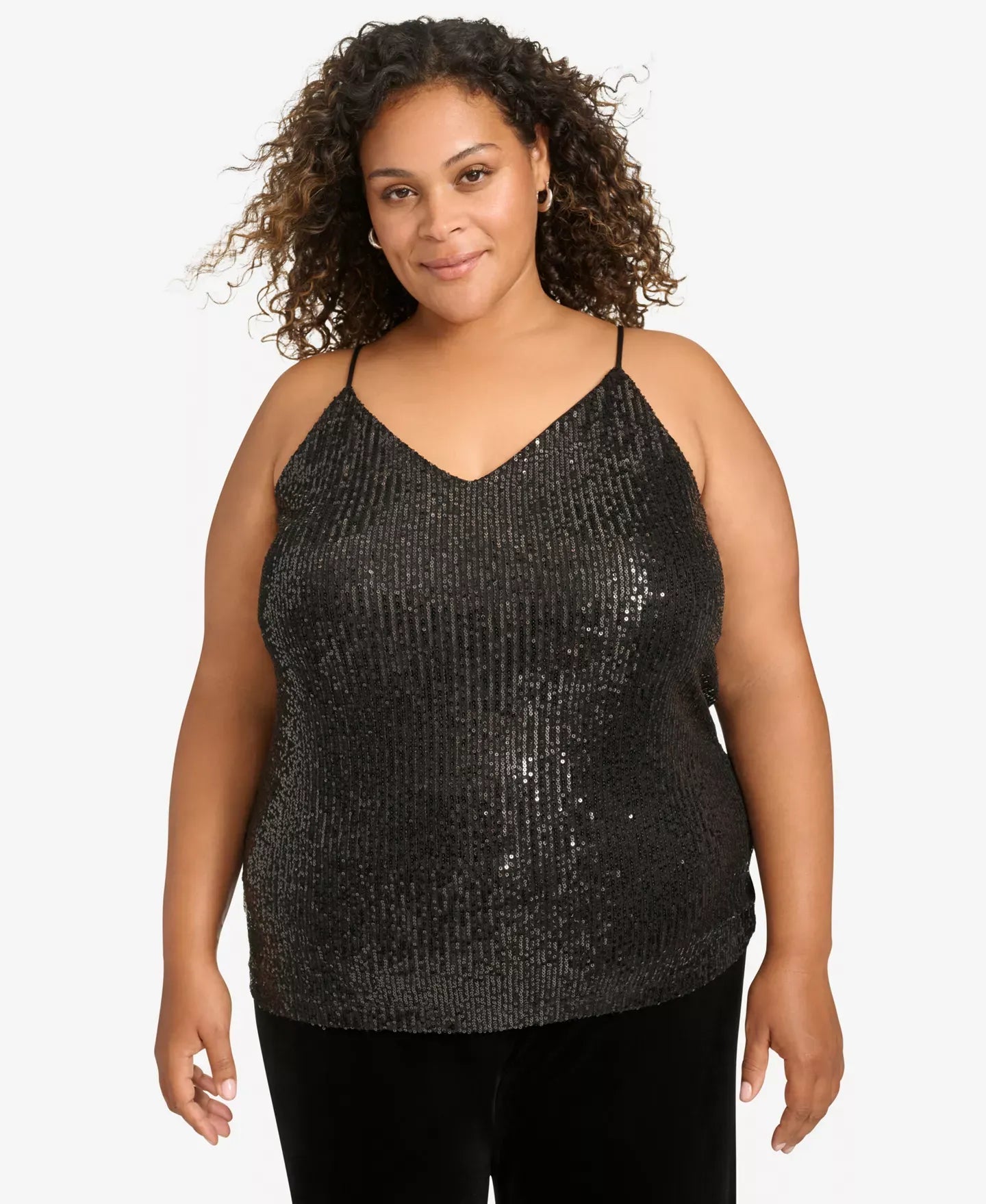 Calvin Klein Plus Size V-Neck Sleeveless Sequin Top