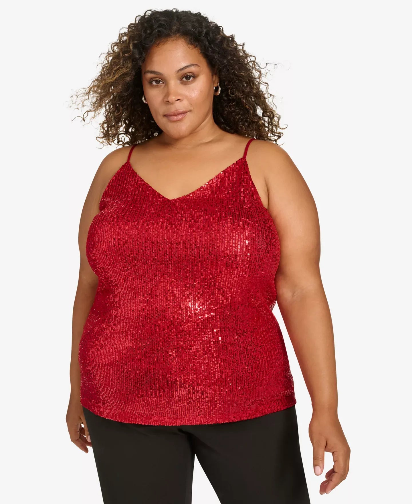 Calvin Klein Plus Size V-Neck Sleeveless Sequin Top