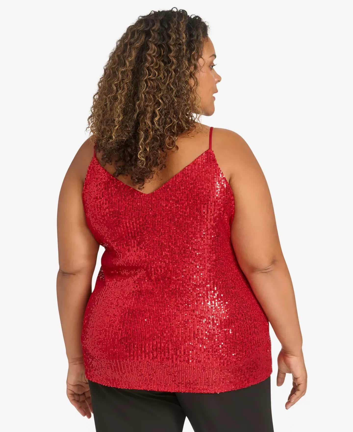 Calvin Klein Plus Size V-Neck Sleeveless Sequin Top