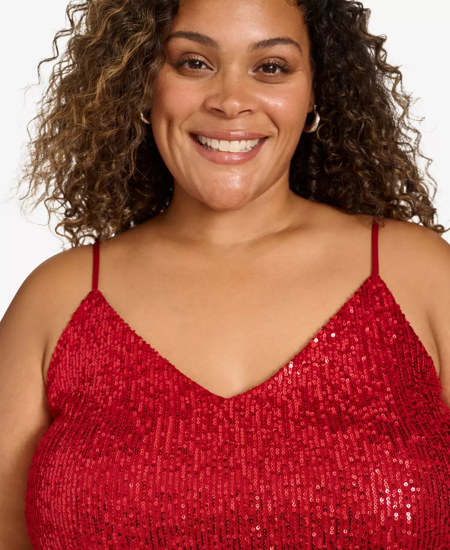 Calvin Klein Plus Size V-Neck Sleeveless Sequin Top