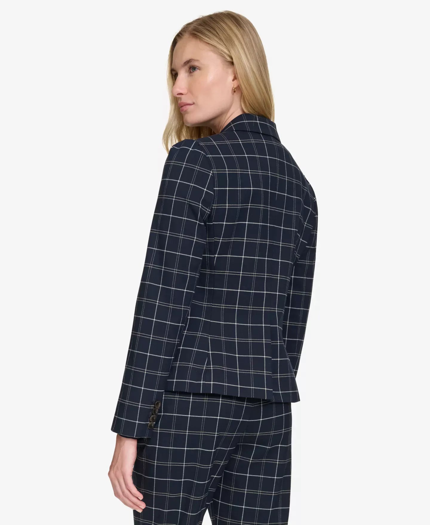 Tommy Hilfiger Women's Plaid Puff-Sleeve Single-Button Blazer Jacket
