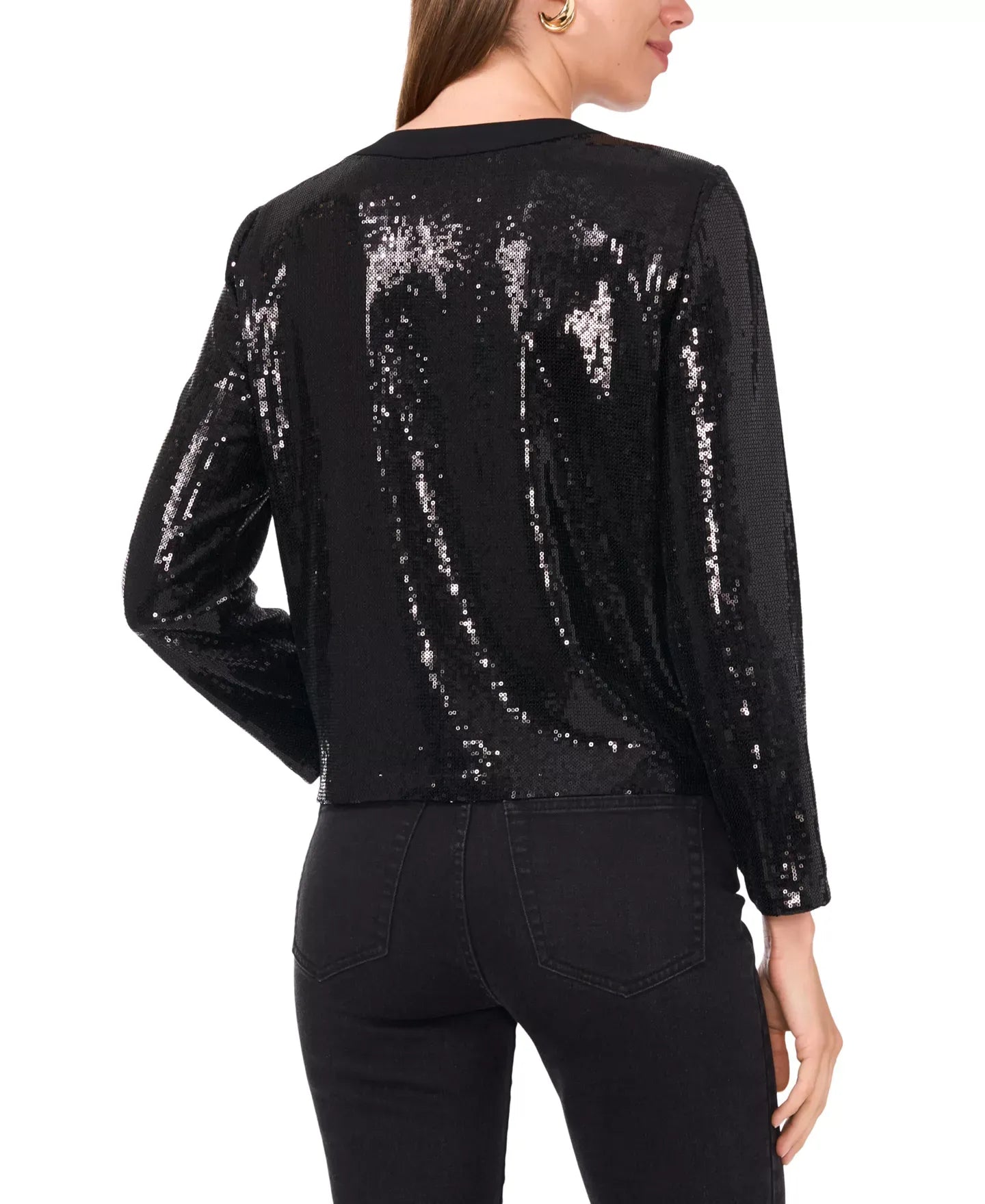 Vince Camuto Women's Sequined Collarless Cropped Jacket