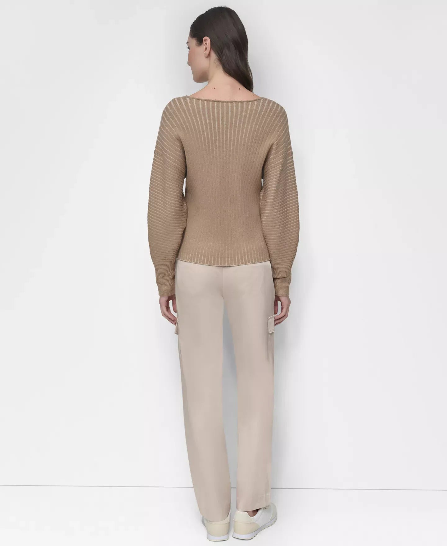 DKNY Women's V-Neck Long-Sleeve Rib-Knit Sweater