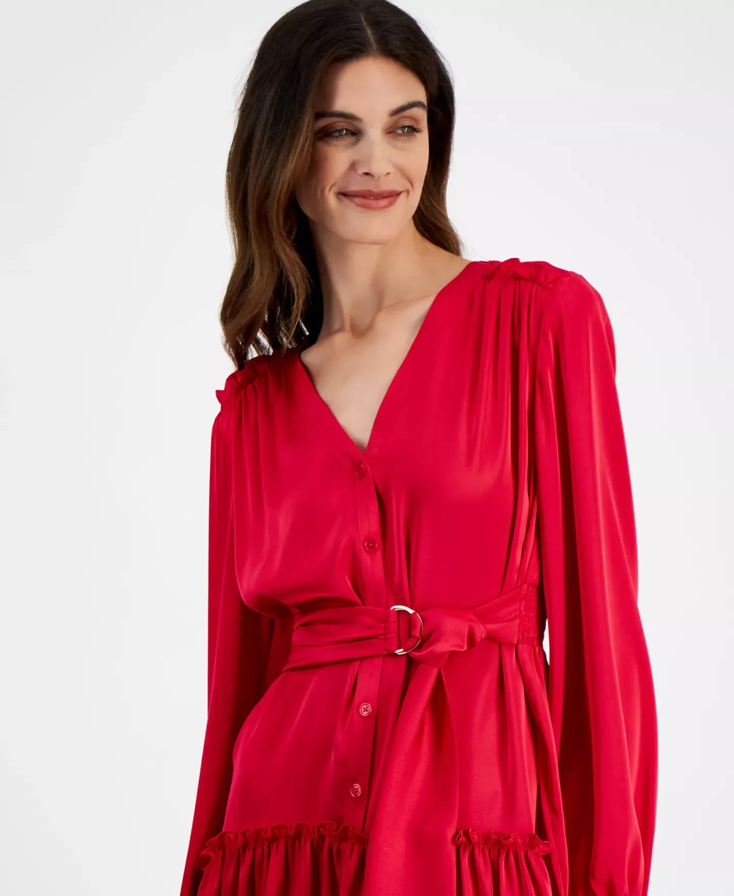 Taylor Women's Ruffled-Hem Tie-Waist Fit & Flare Dress