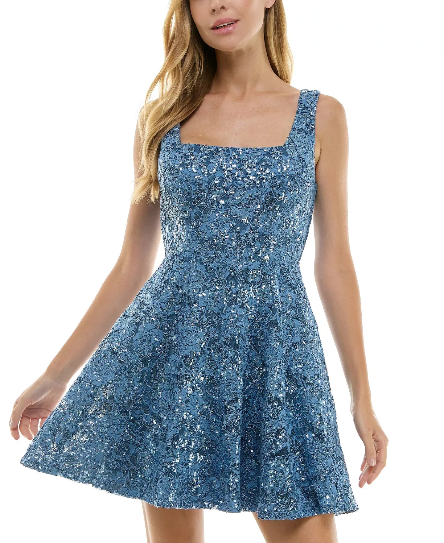 City Studios Sequined Lace Fit & Flare Dress
