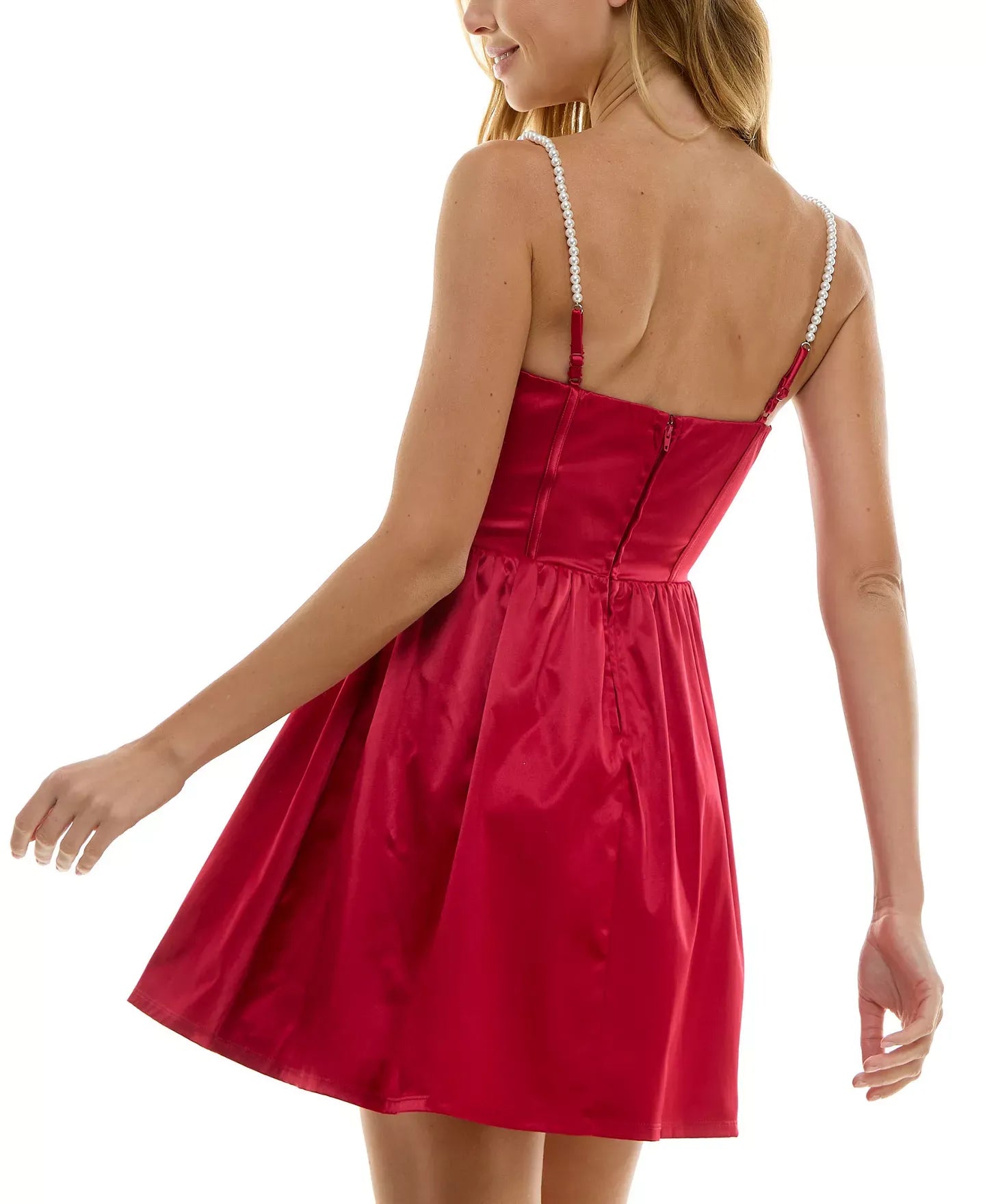 City Studios Satin Corset Fit & Flare Dress