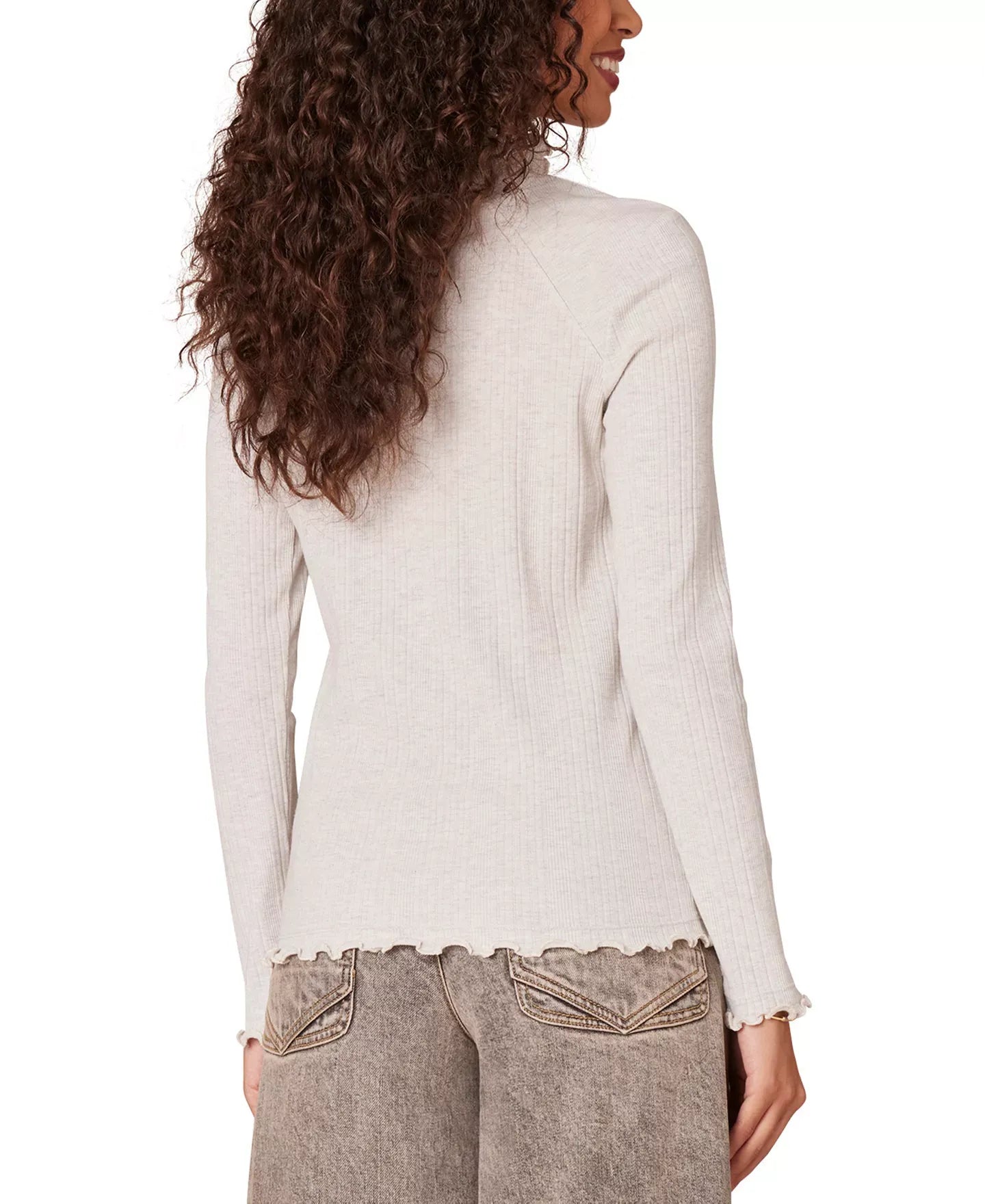 Democracy Petite Ribbed-Knit Mock Neck Sweater